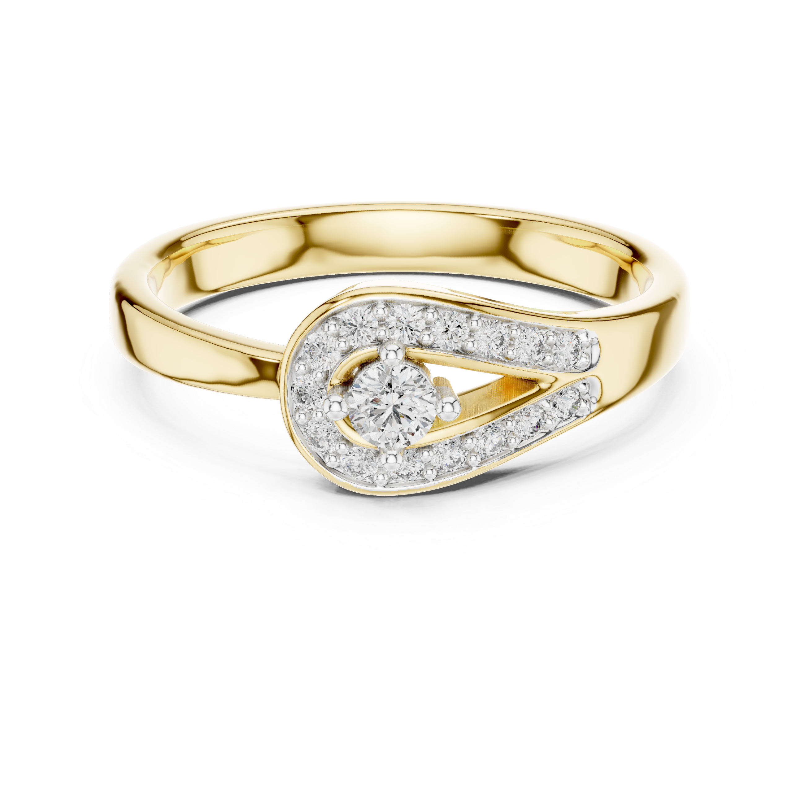 V-shaped Diamond Accent Engagement Ring