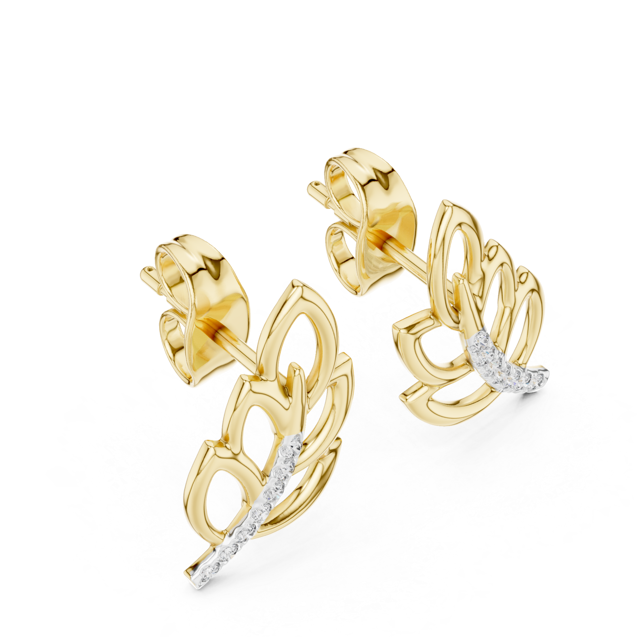 Diamond Leaf Whisper Studs