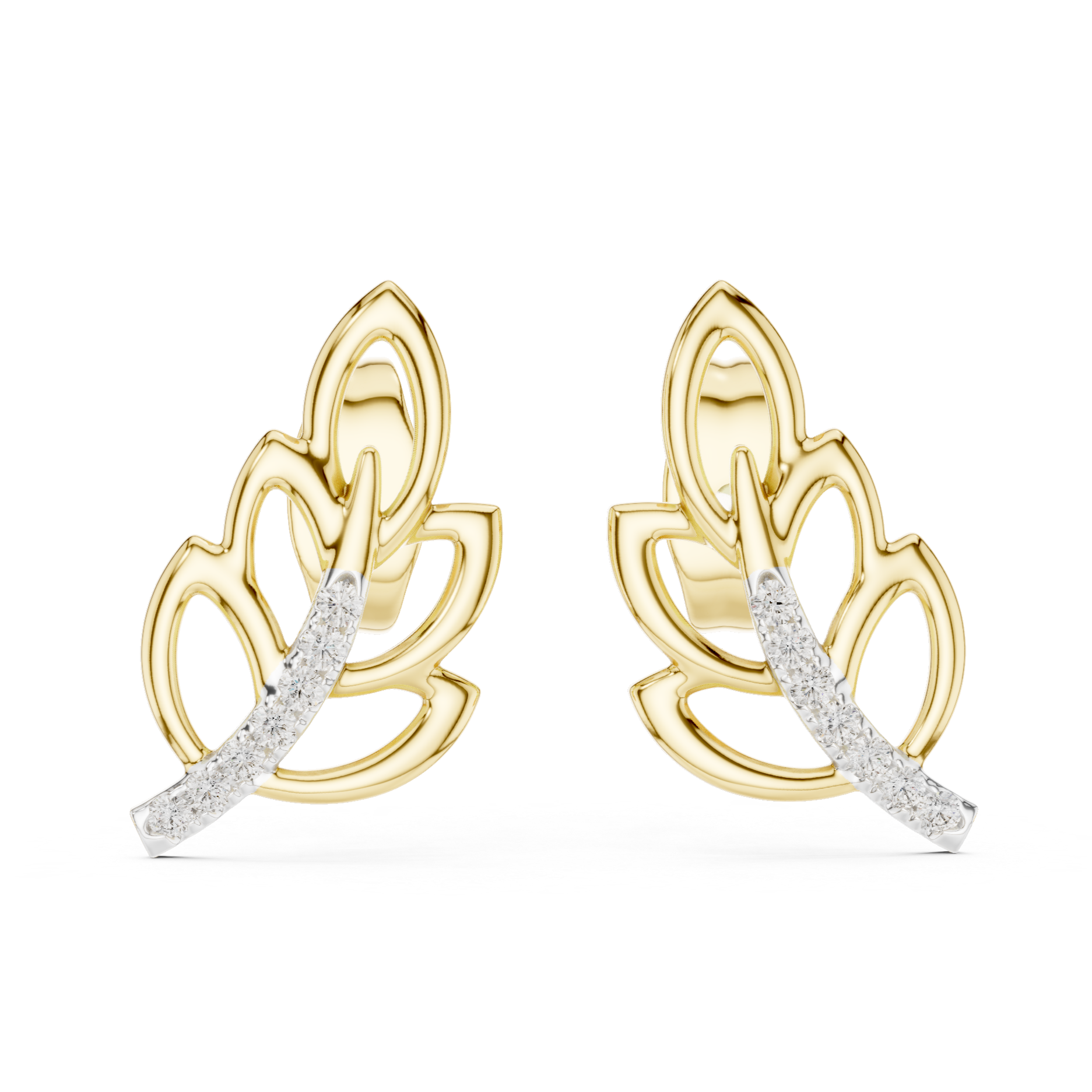 Diamond Leaf Whisper Studs