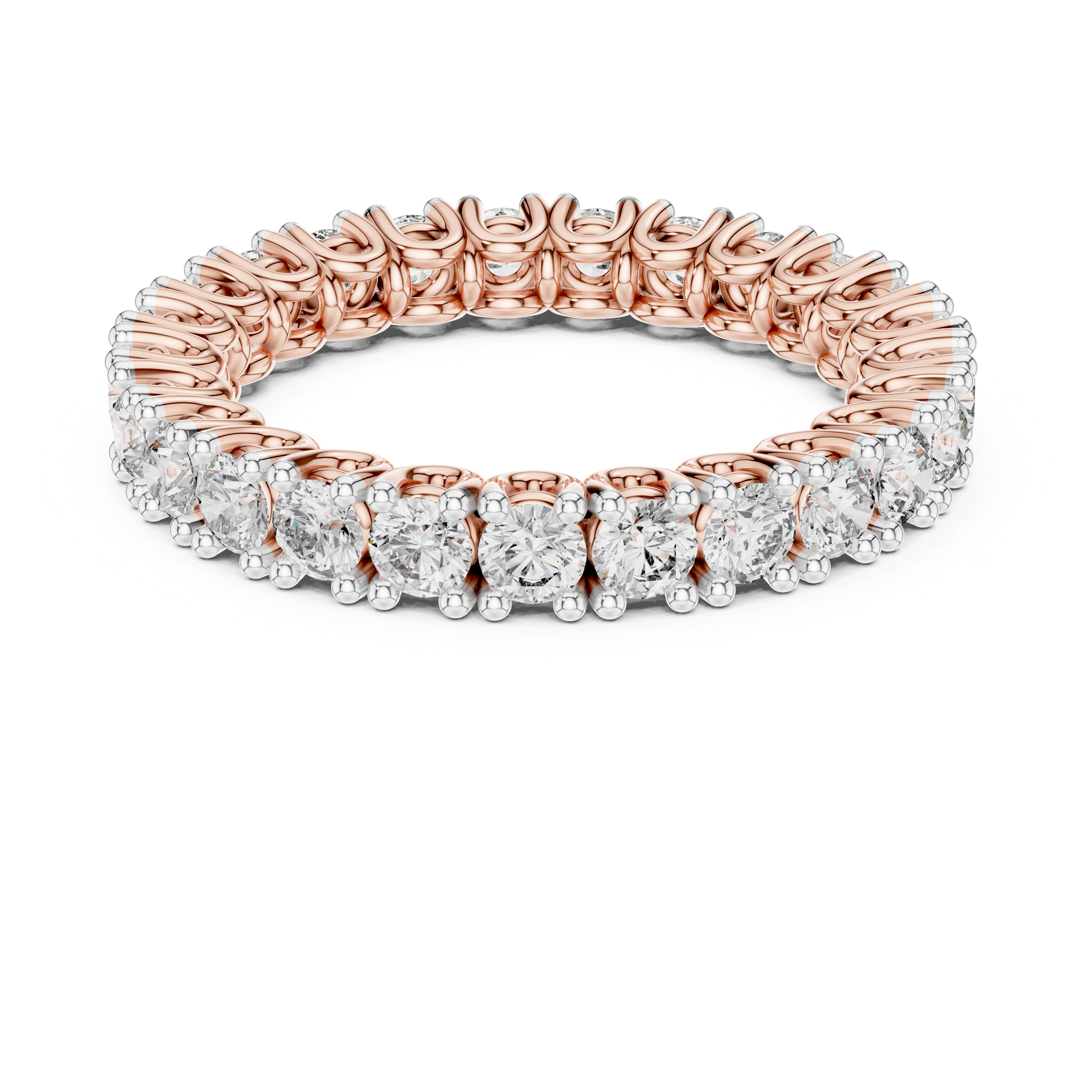 Eternity band adorned with a continuous row of brilliant round diamonds.