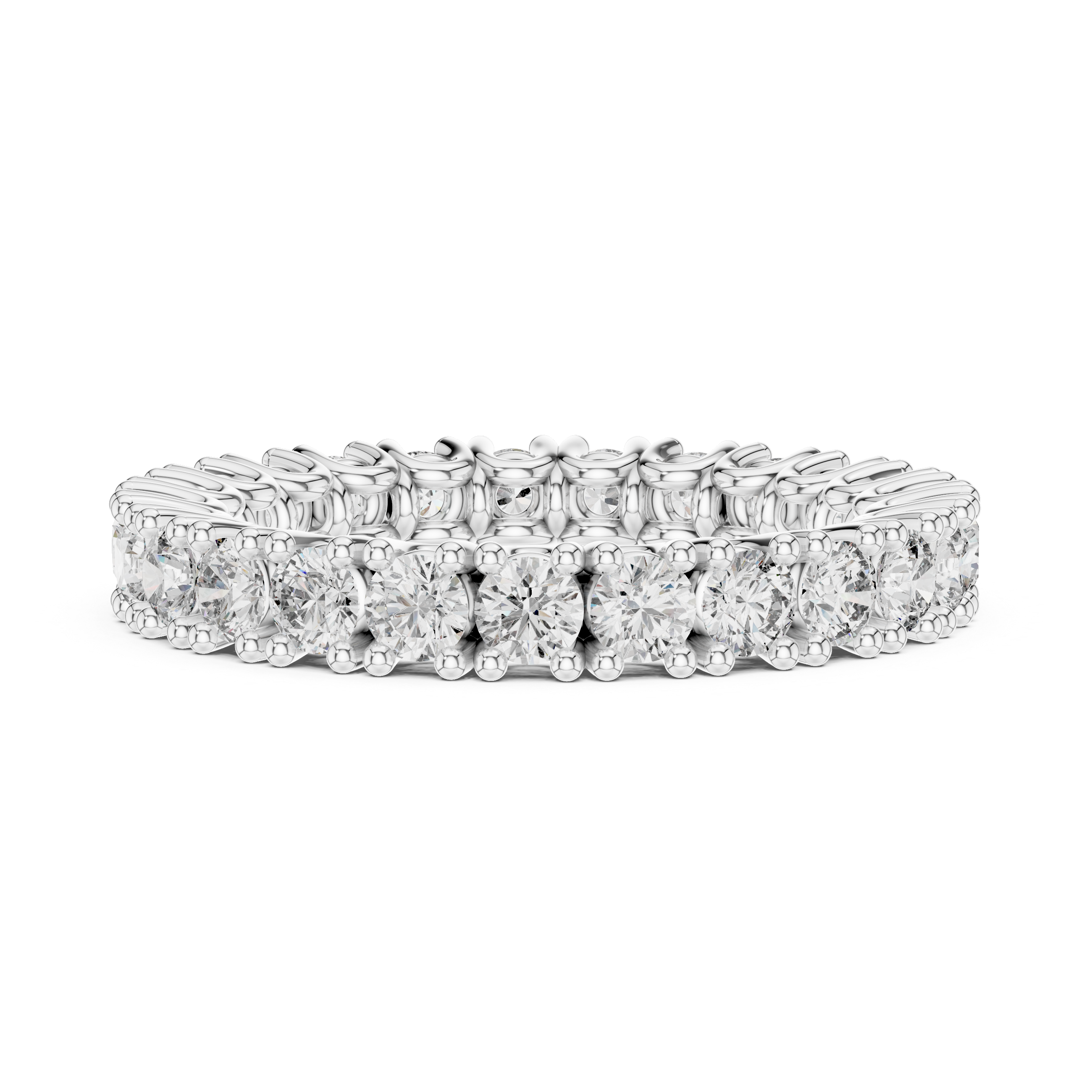 Eternity band adorned with a continuous row of brilliant round diamonds.
