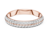 Band ring adorned with a central row of sparkling round-cut diamonds.