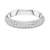 Band ring adorned with a central row of sparkling round-cut diamonds.