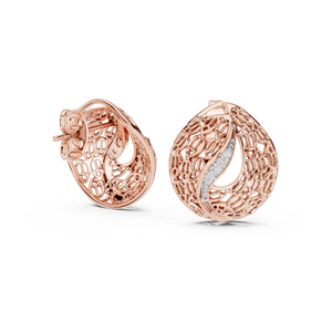 Rose Gold Filigree Earrings with Diamond Accents