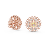 Floral Stud Earrings with Diamond and Yellow Accents