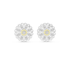 Floral Stud Earrings with Diamond and Yellow Accents