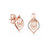 Geometric Leaf Stud Earrings with Diamond Accents