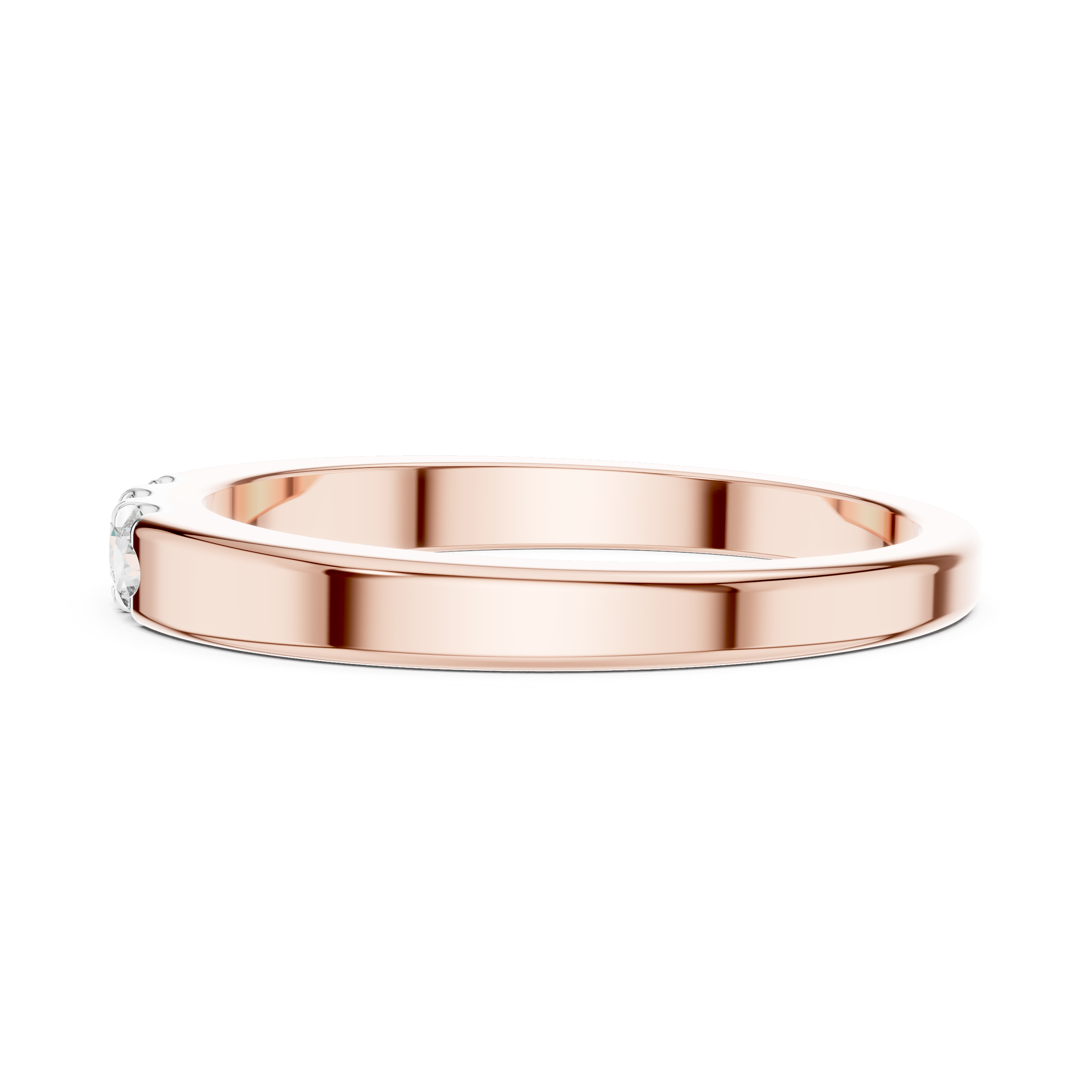 Band ring with a minimalist trio of small diamonds set on top.