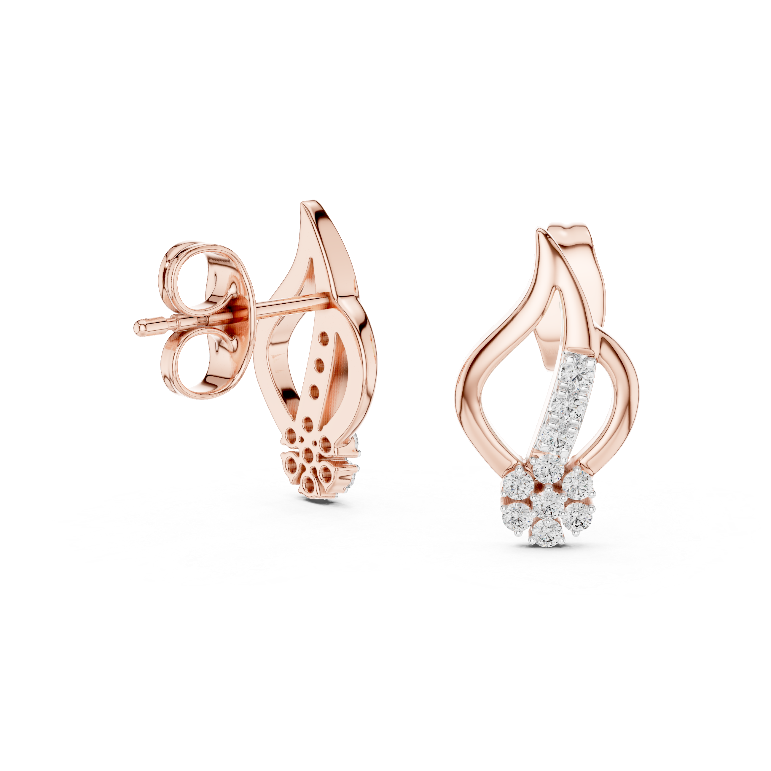 Floral Sparkle Rose Gold Earrings