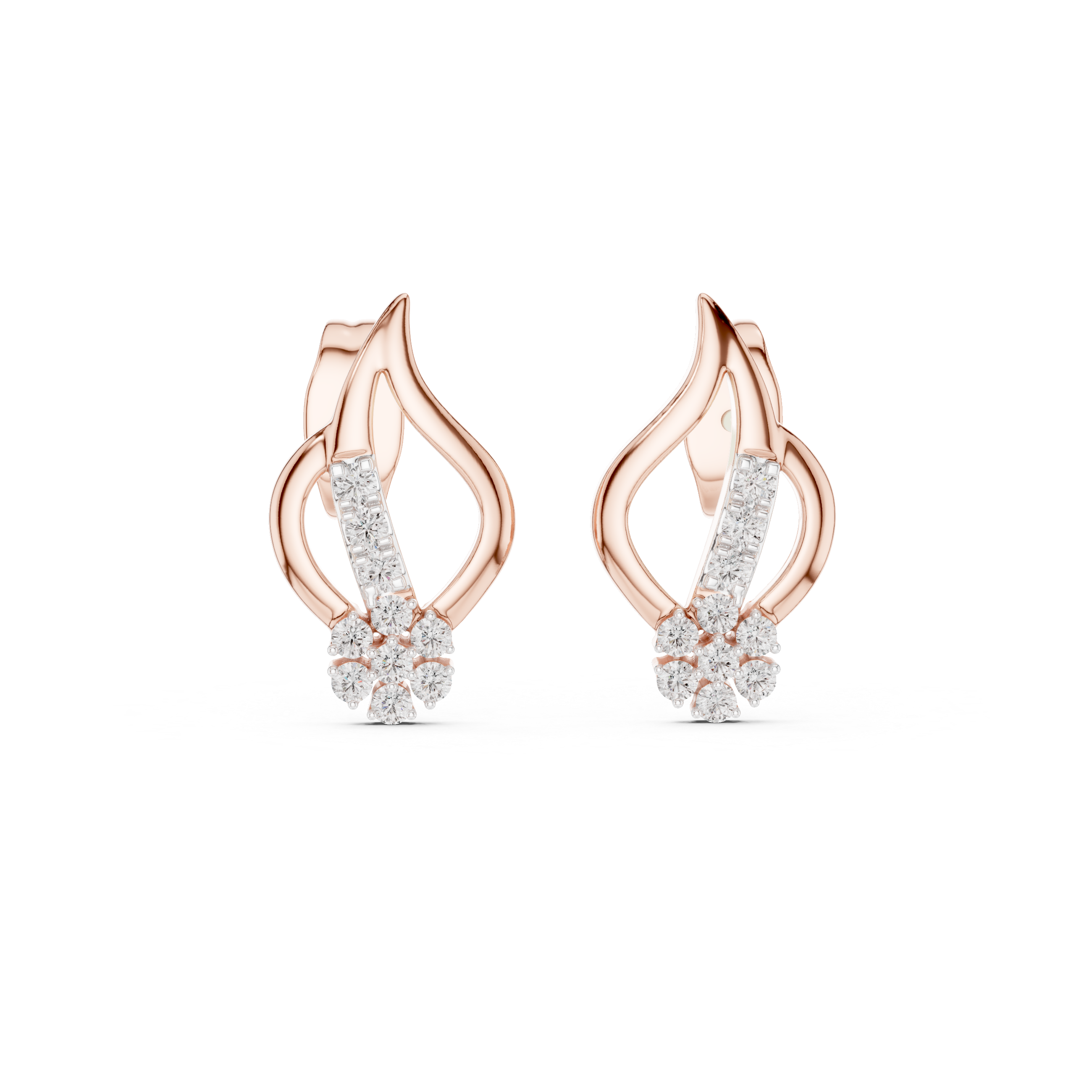 Floral Sparkle Rose Gold Earrings