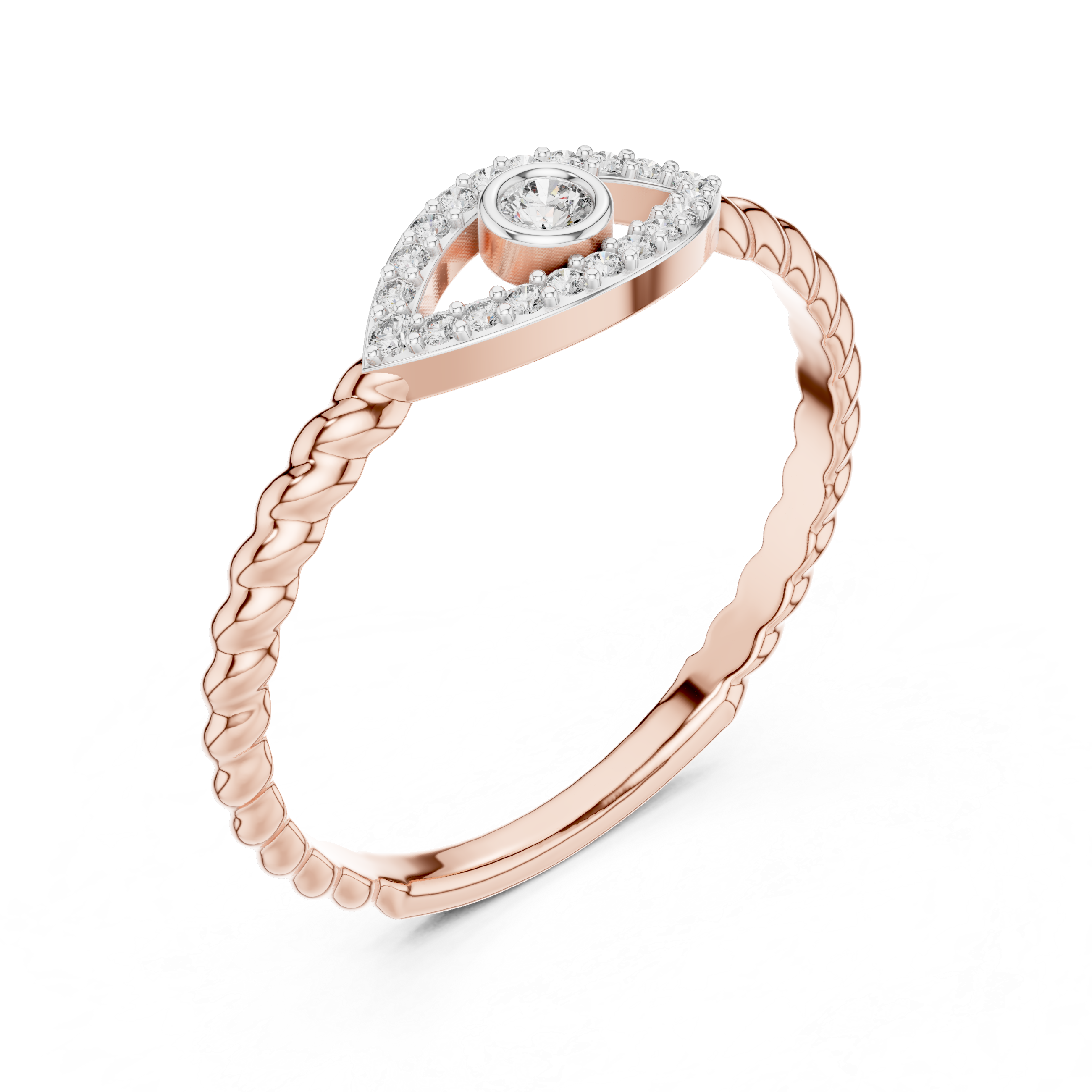 Elegant Twist Band with a Halo Diamond Accent