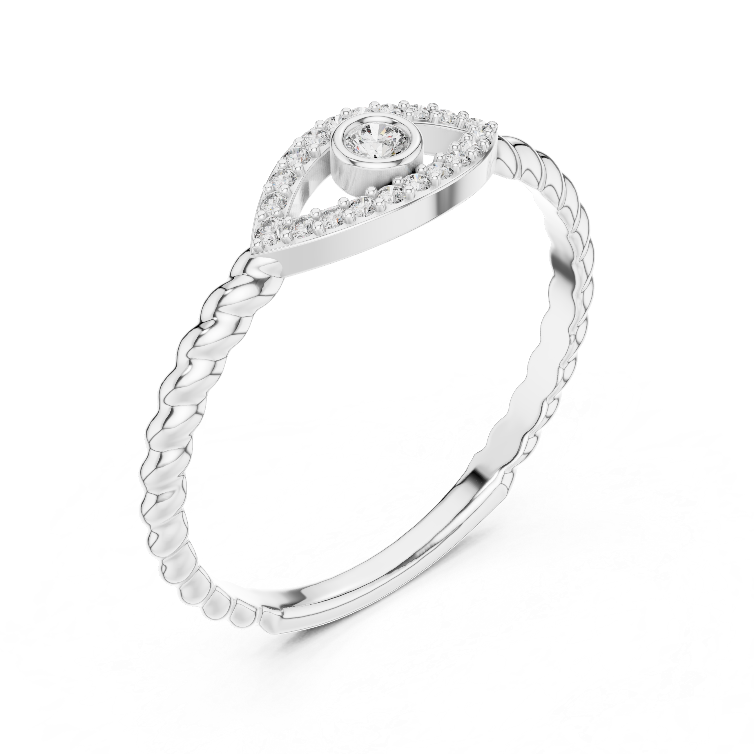 Elegant Twist Band with a Halo Diamond Accent