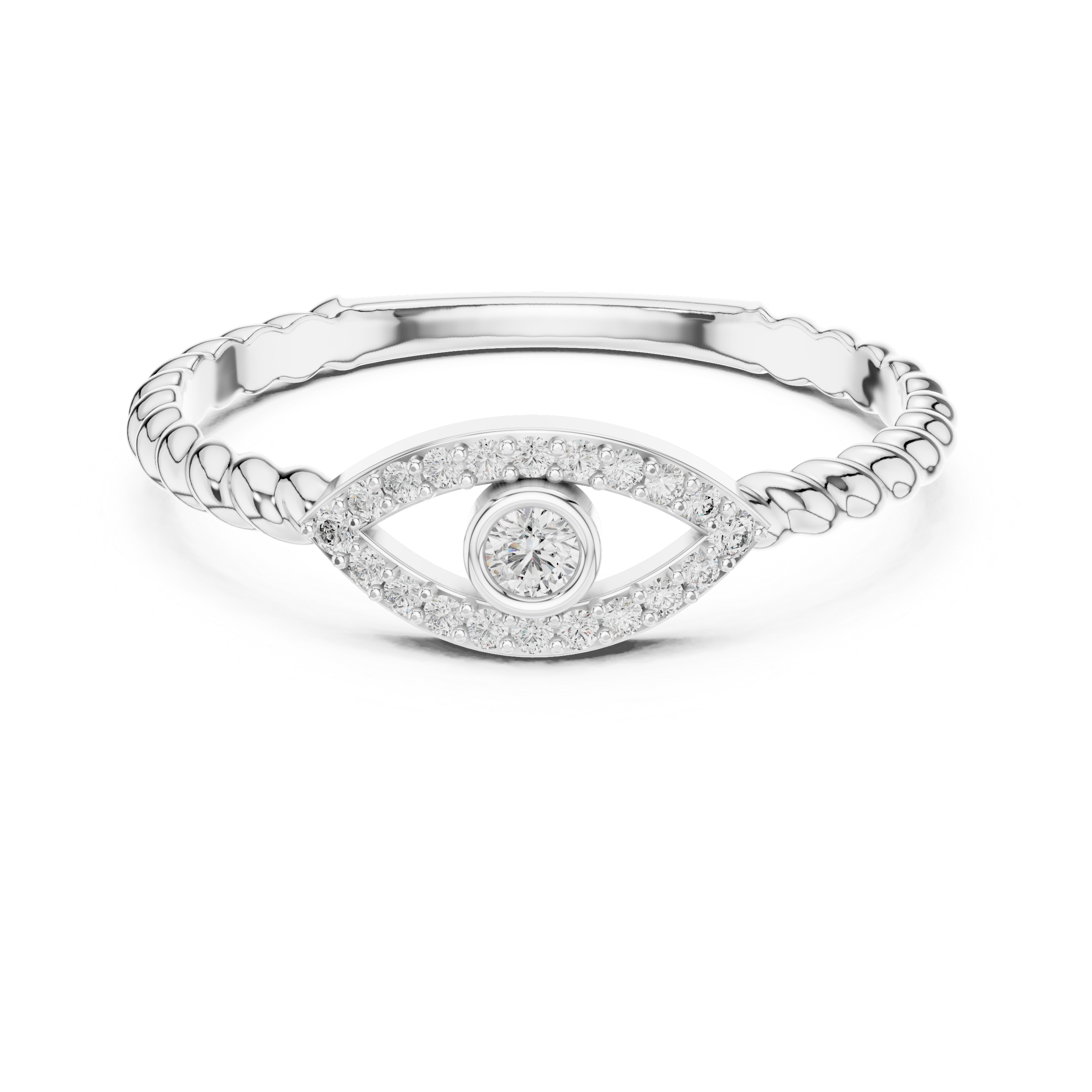 Elegant Twist Band with a Halo Diamond Accent