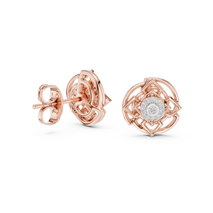 Radiant Rose Gold and Diamond Patterned Earrings