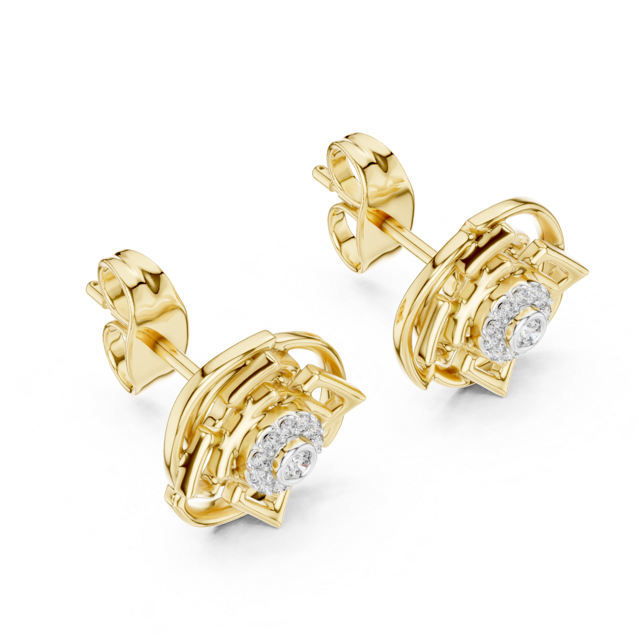 Radiant Rose Gold and Diamond Patterned Earrings