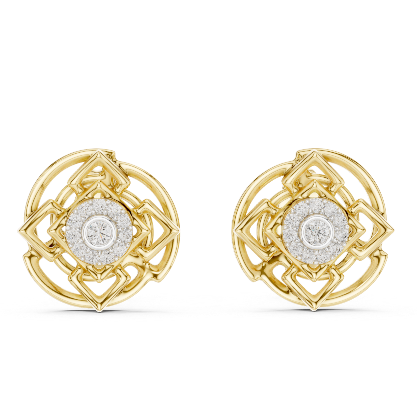 Radiant Rose Gold and Diamond Patterned Earrings