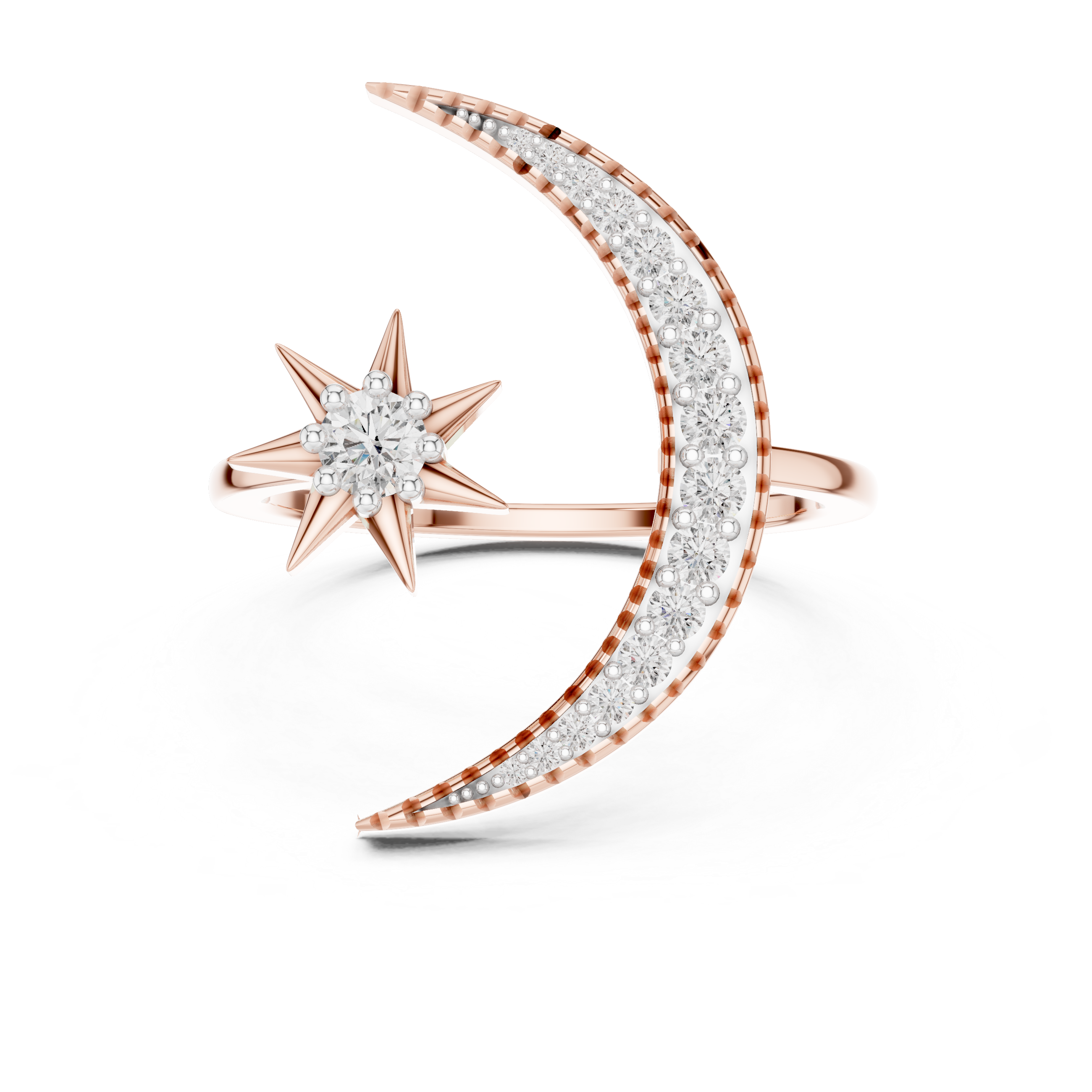 Ring with Elevated Curved Diamond Band and Central Clustered Diamond