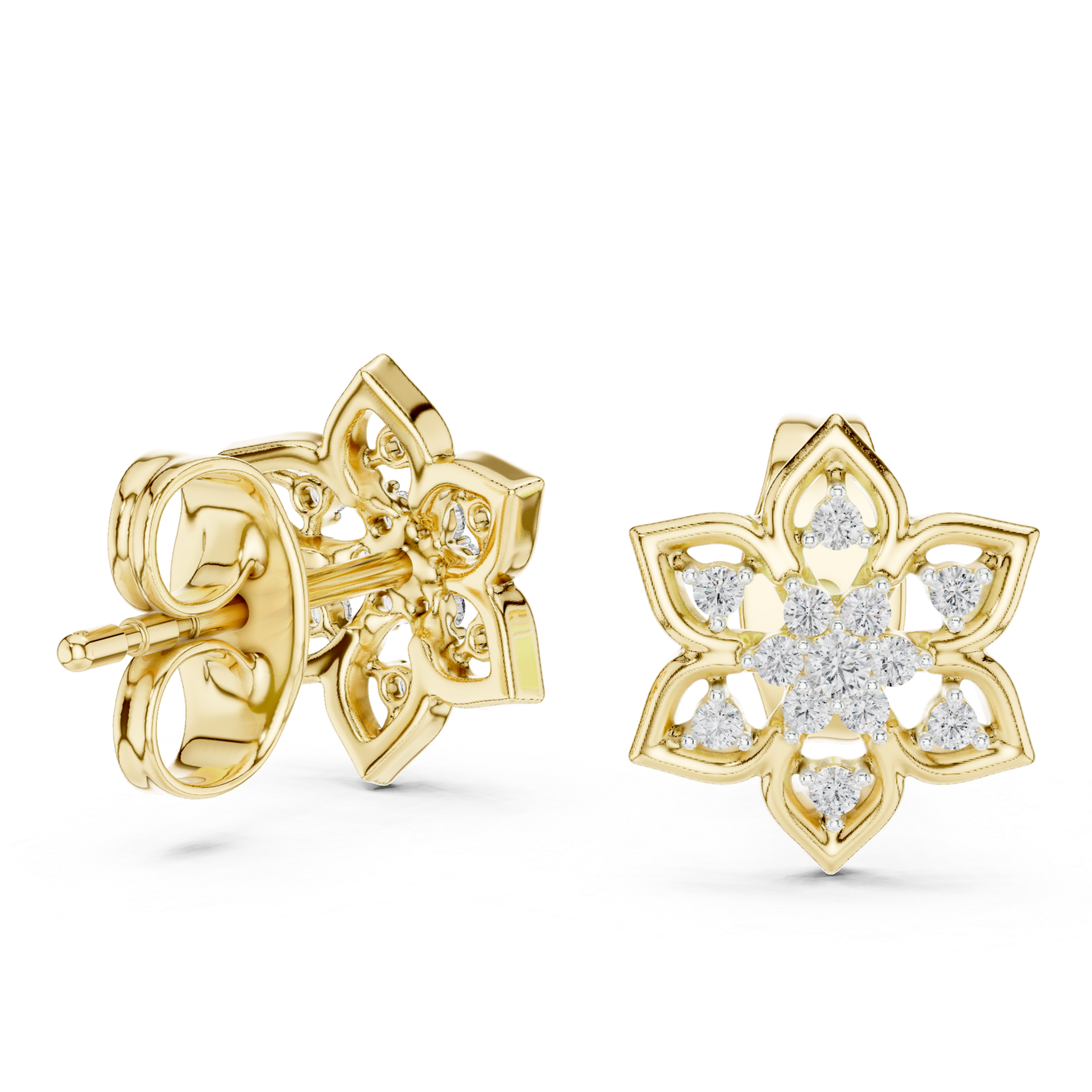 Sparkling Diamond Flower Studs