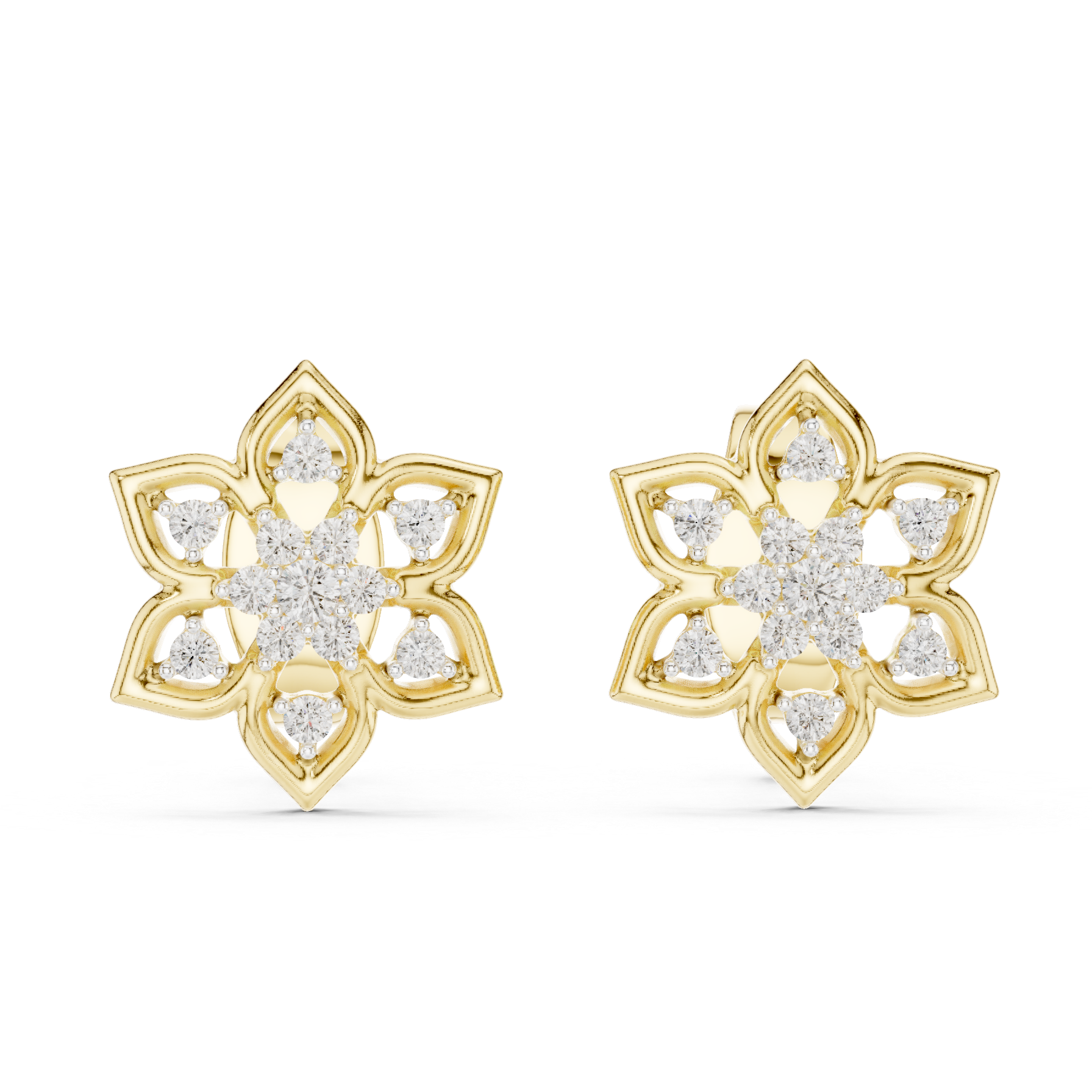 Sparkling Diamond Flower Studs