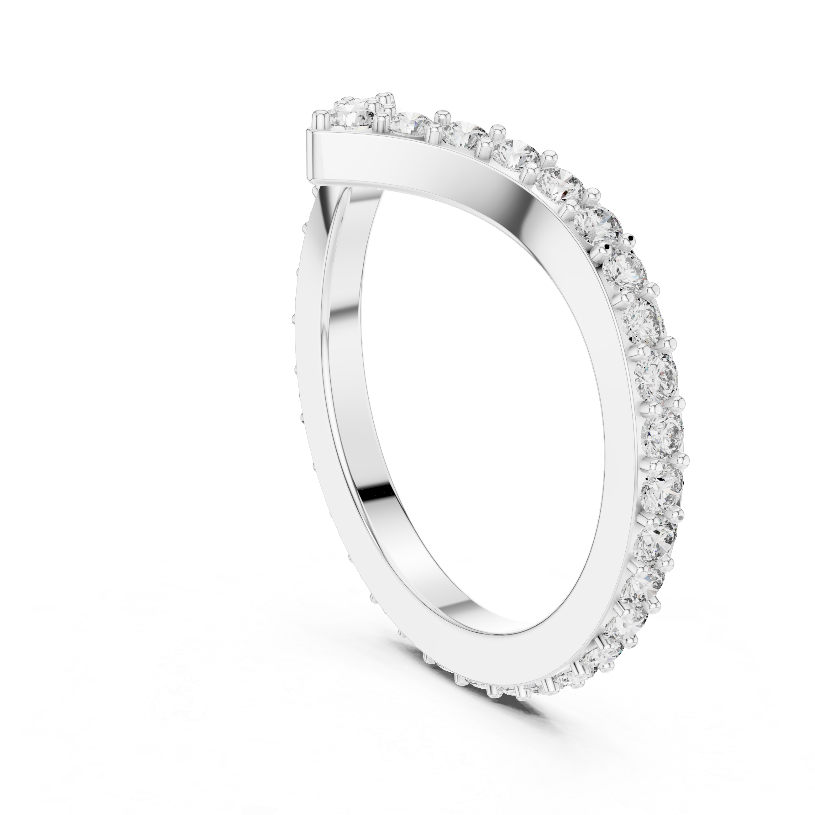 Eternity band with sparkling round diamonds encircling the entire ring