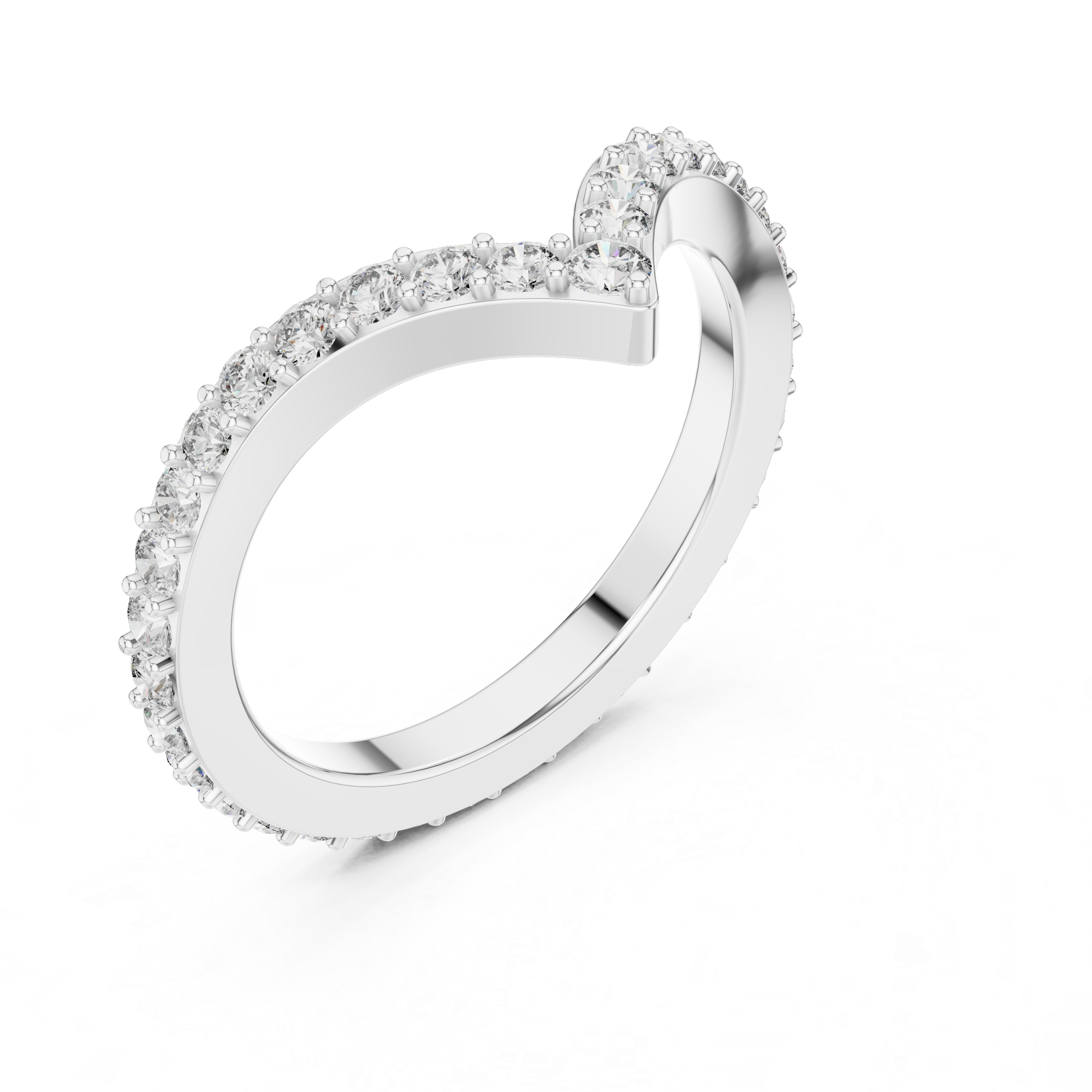 Eternity band with sparkling round diamonds encircling the entire ring