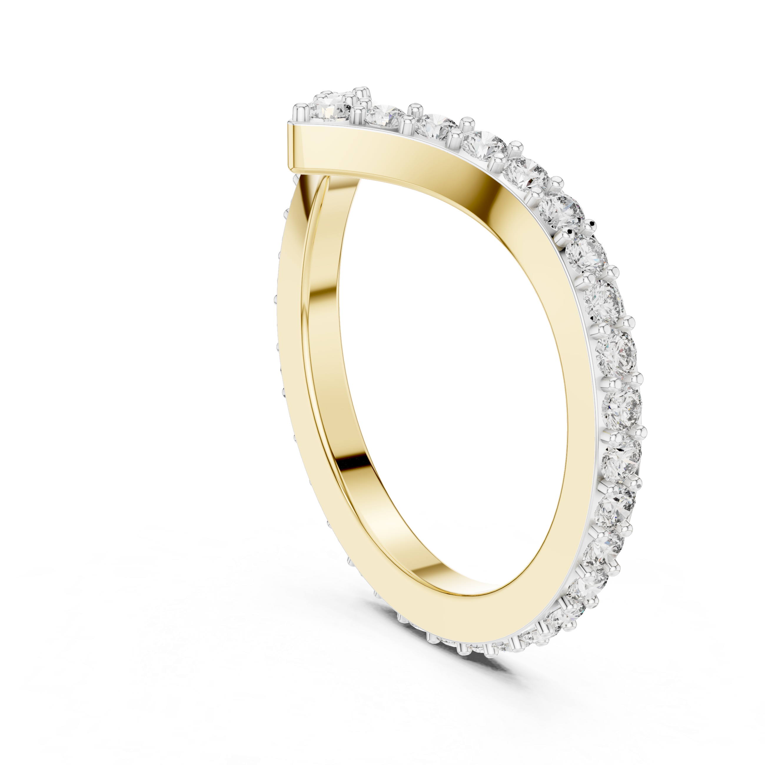 Eternity band with sparkling round diamonds encircling the entire ring