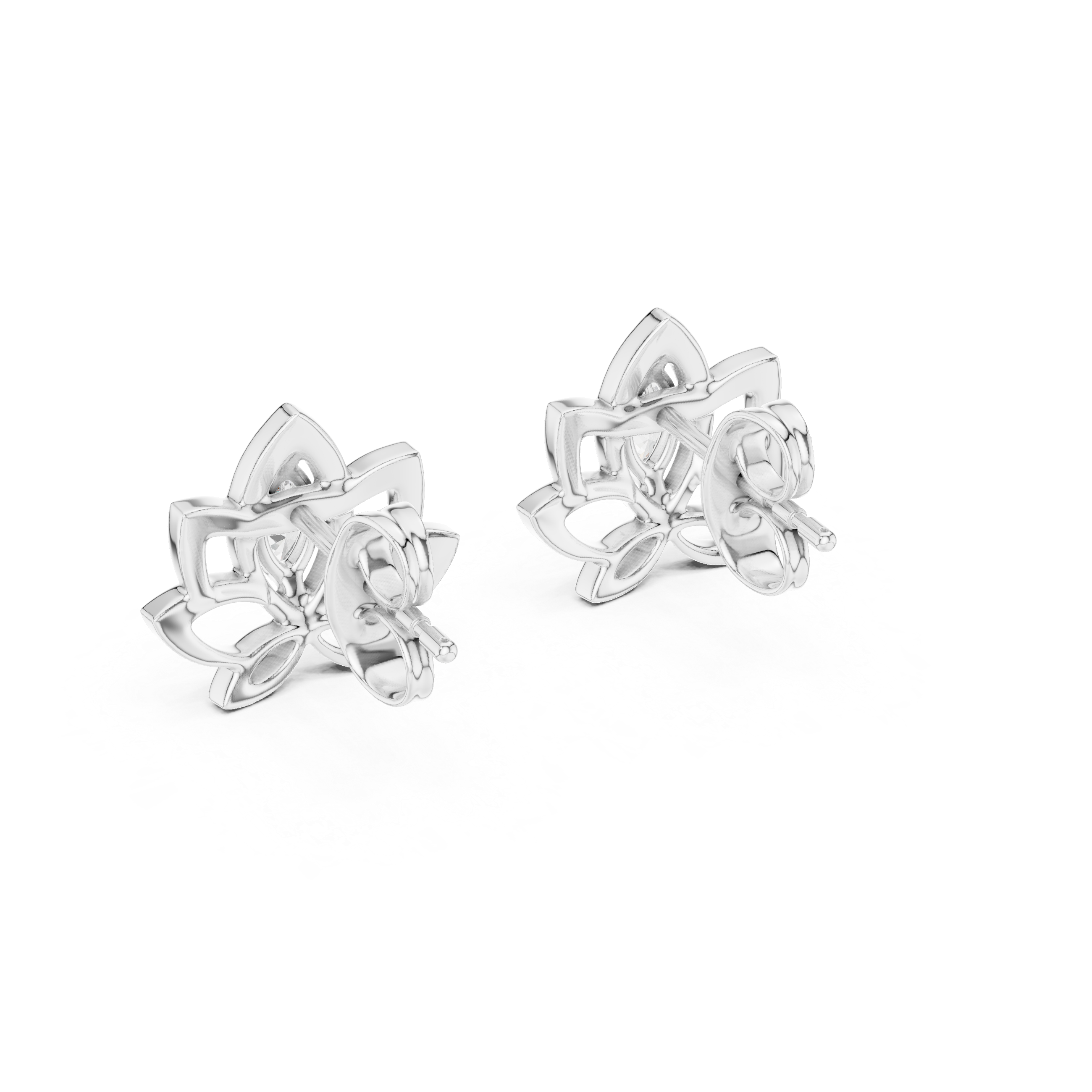 Lotus-Inspired Earrings with Marquise Diamond