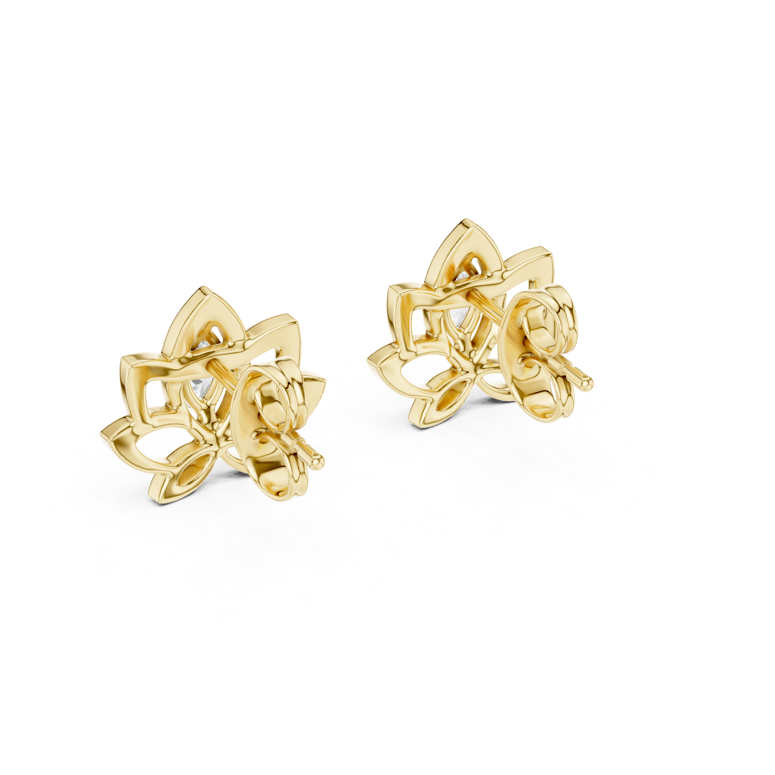 Lotus-Inspired Earrings with Marquise Diamond
