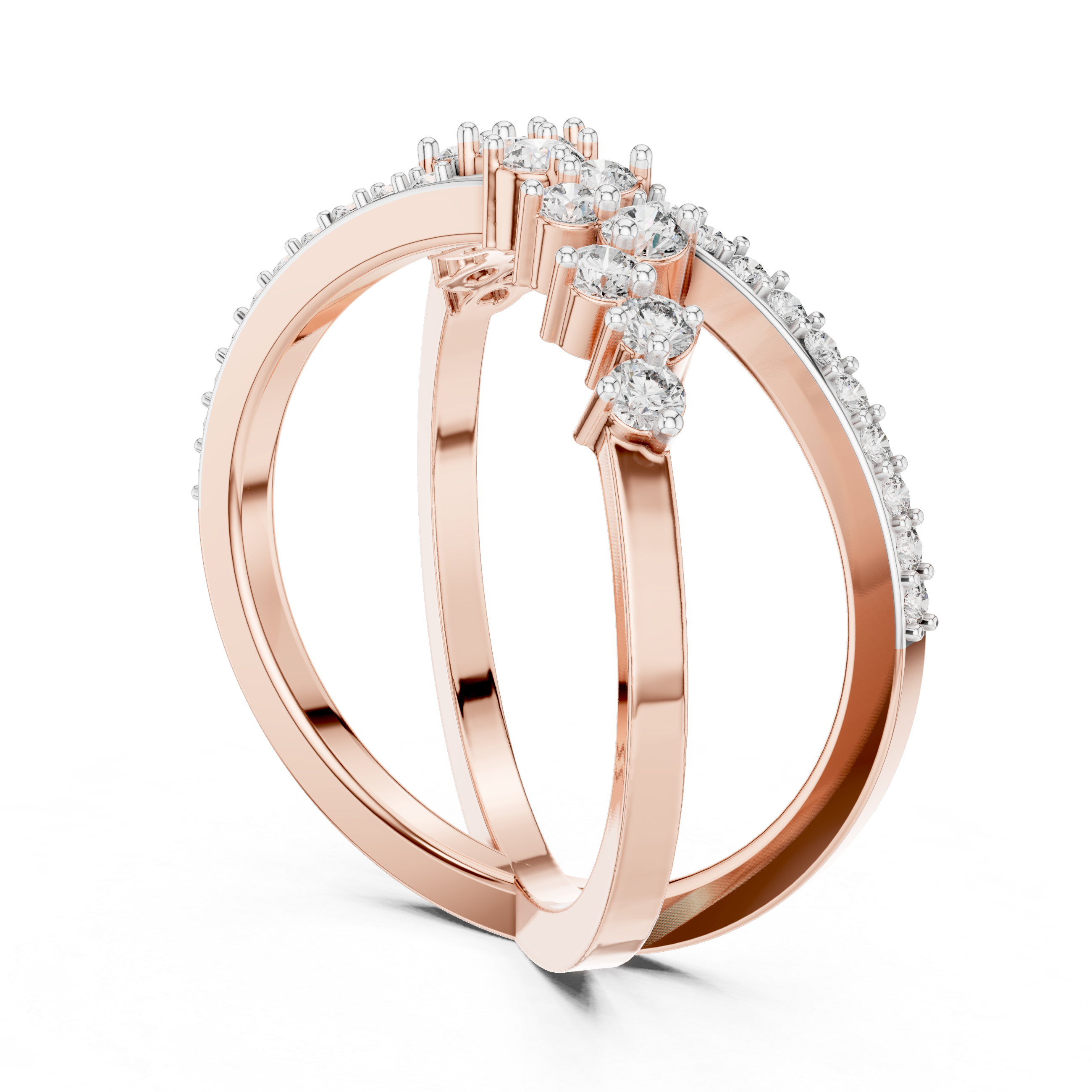 Dual-Band Rose Gold Diamond Ring