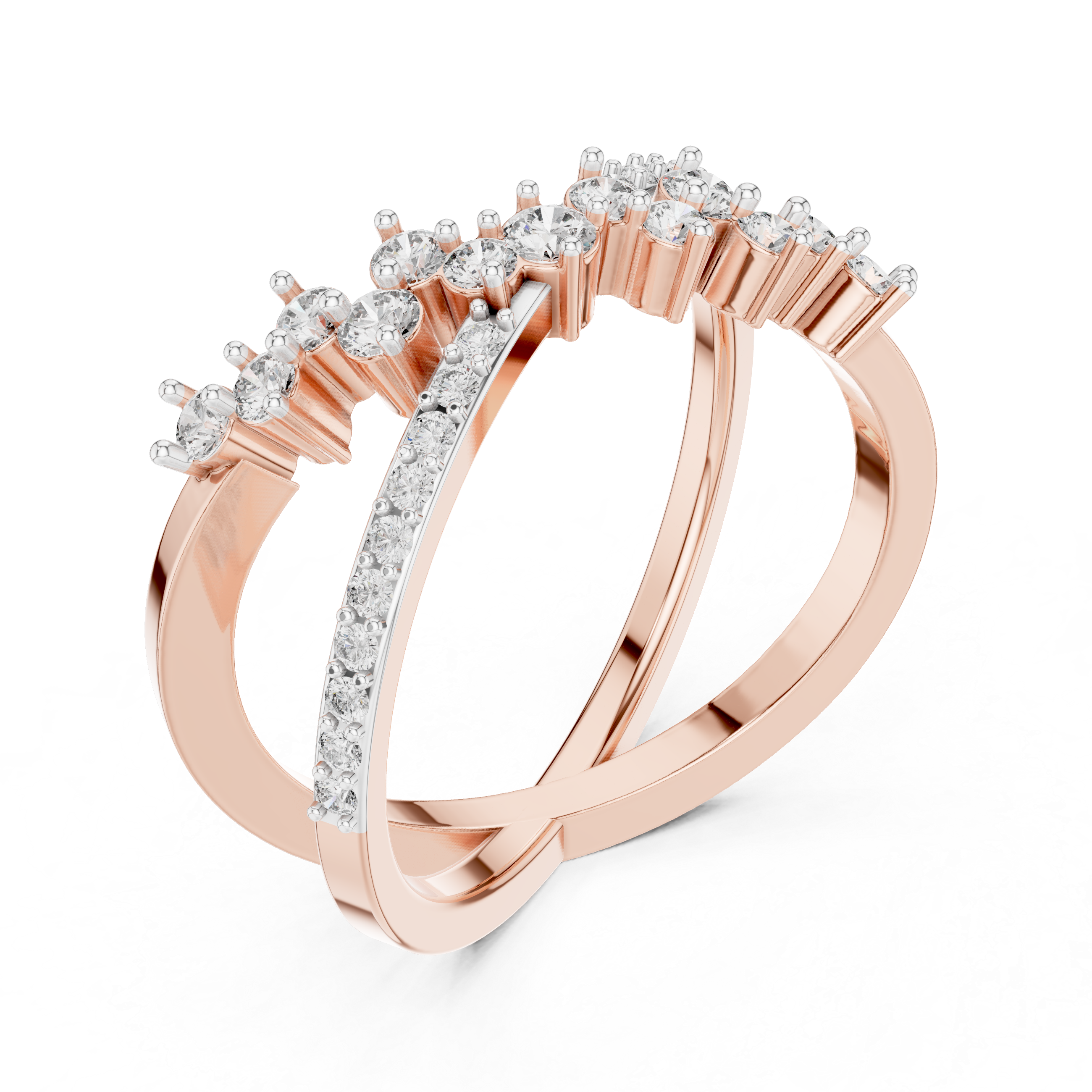 Dual-Band Rose Gold Diamond Ring
