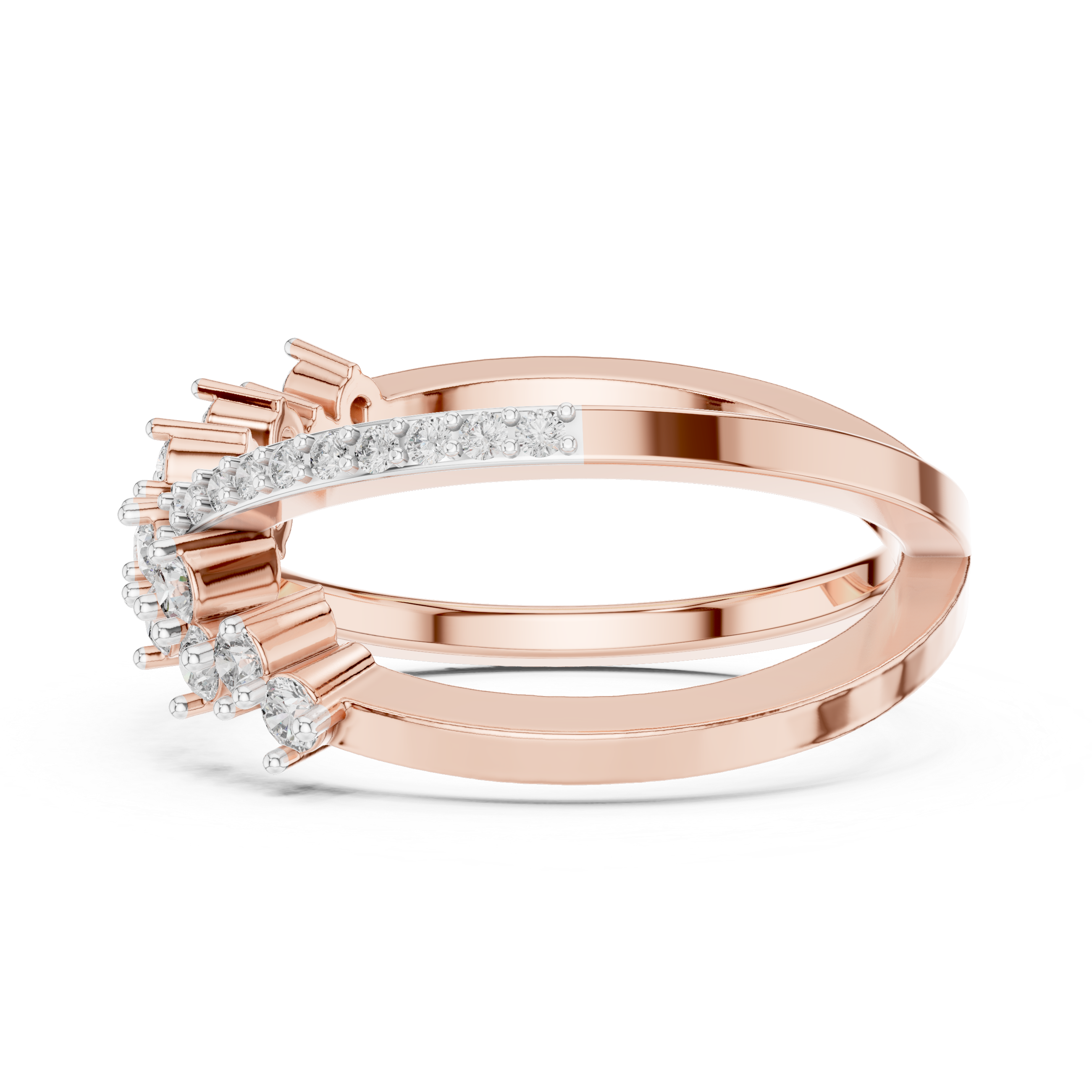 Dual-Band Rose Gold Diamond Ring