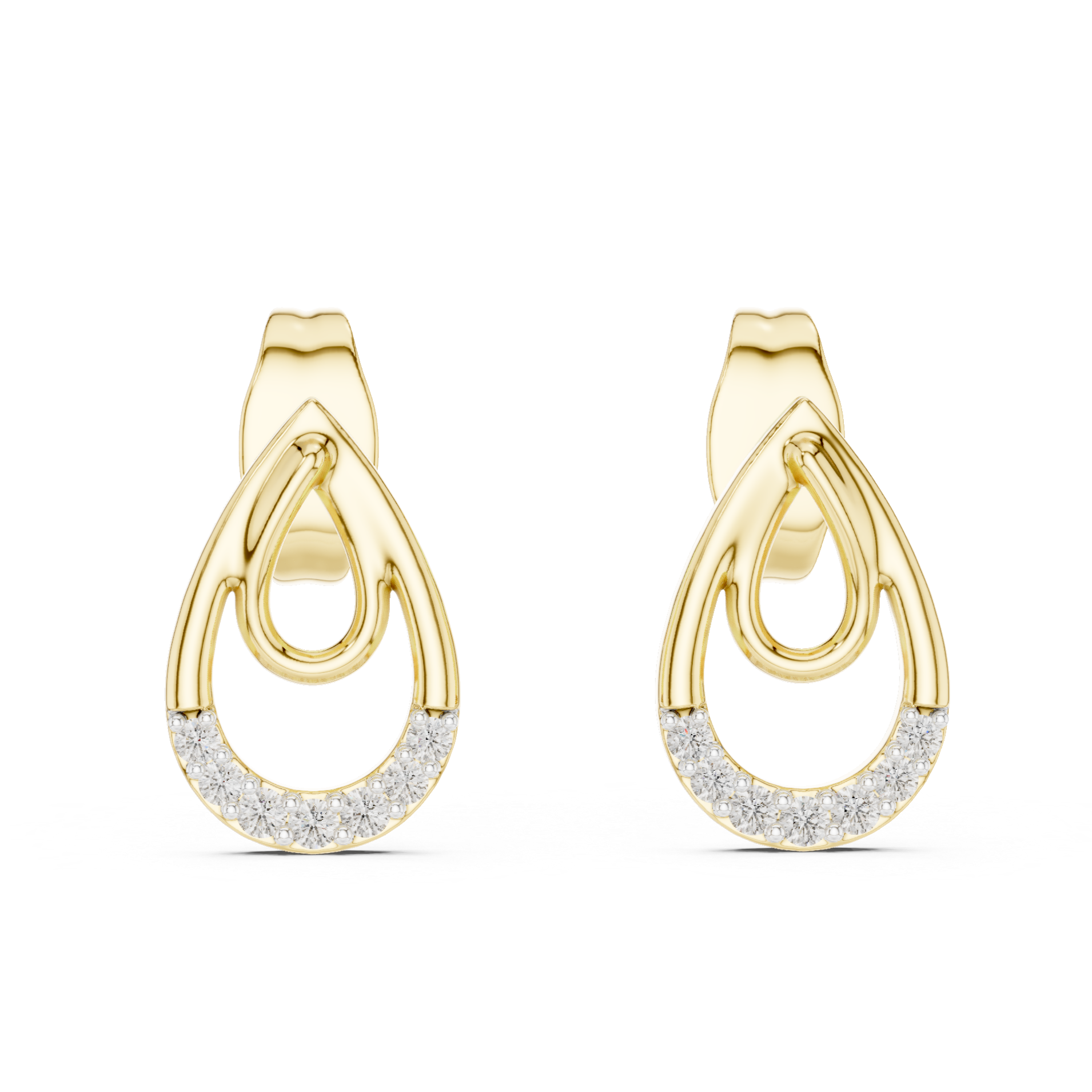 Modern Open Teardrop Diamond Studs