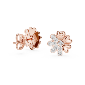 Half-Petal Diamond Floral Studs