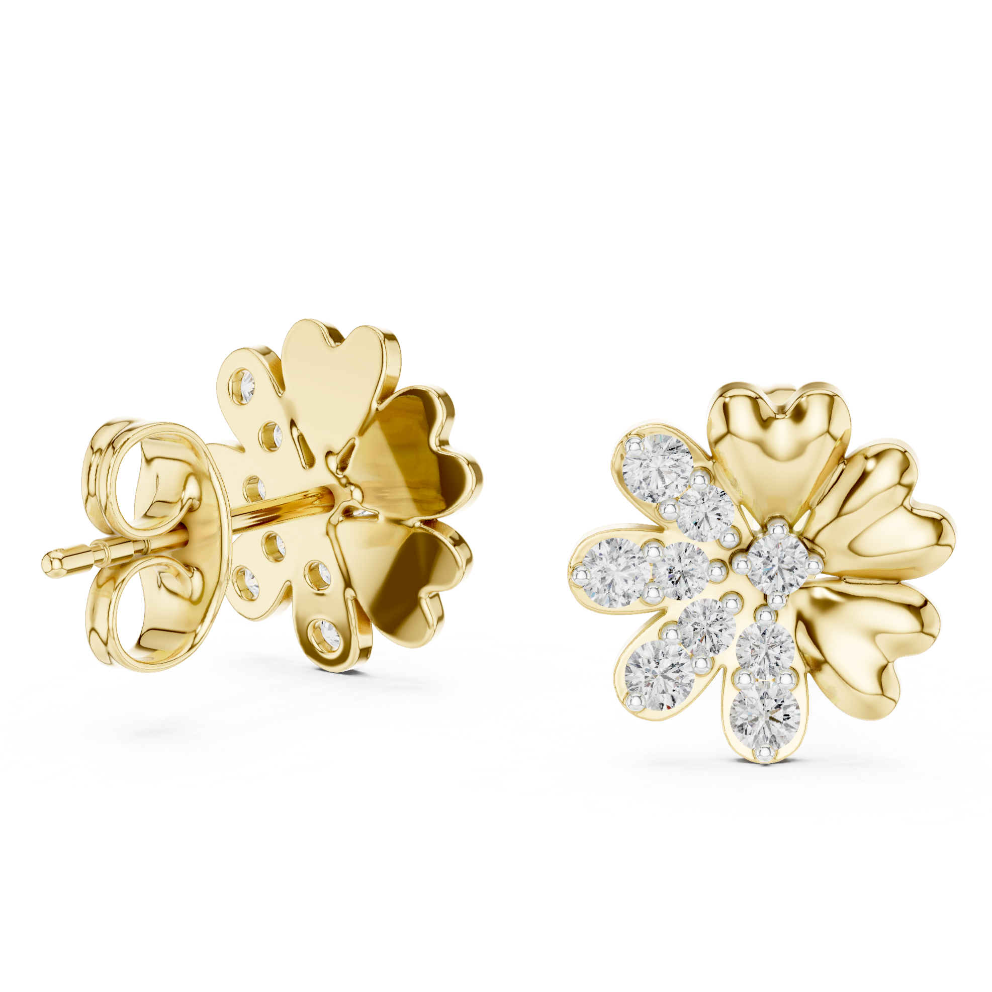 Half-Petal Diamond Floral Studs
