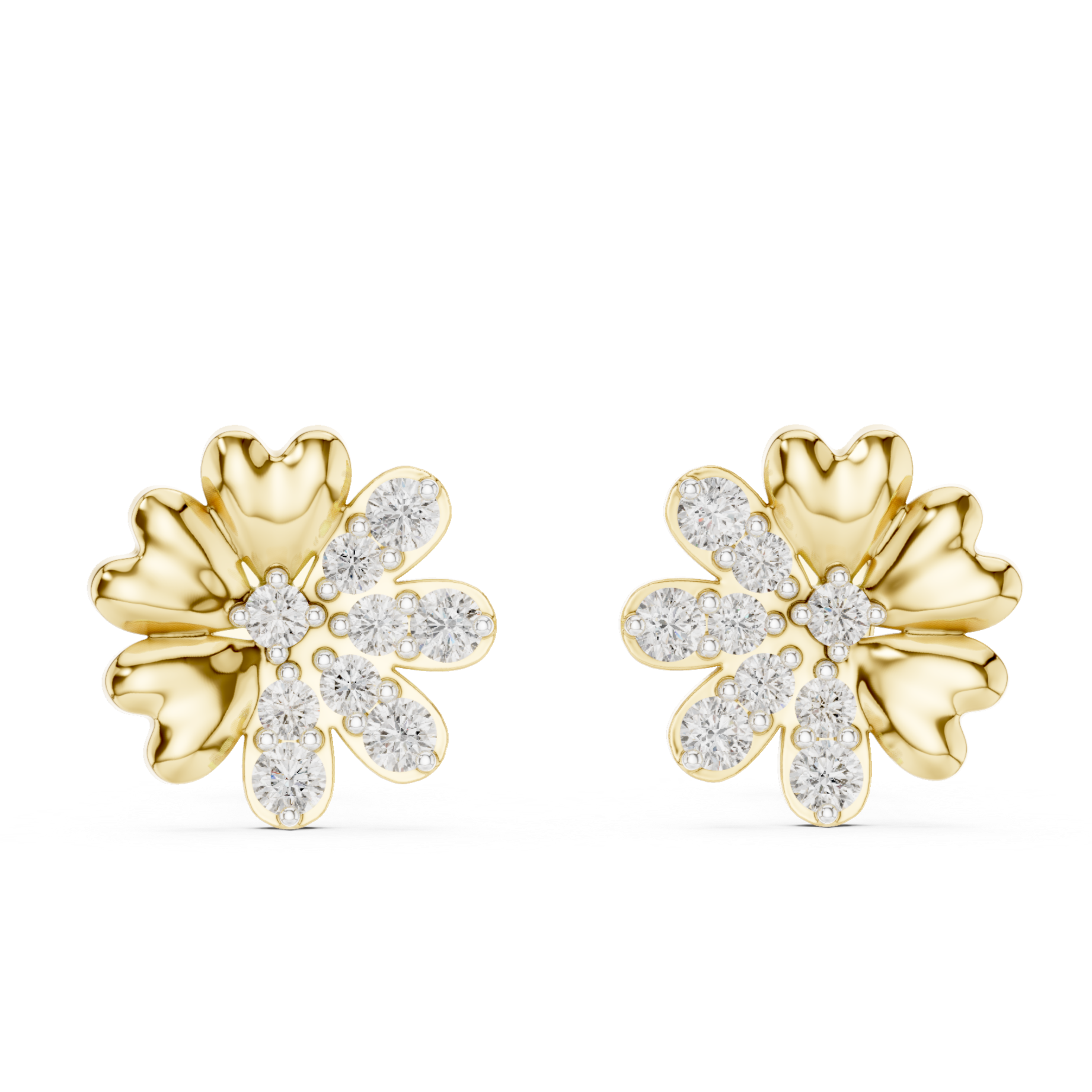 Half-Petal Diamond Floral Studs