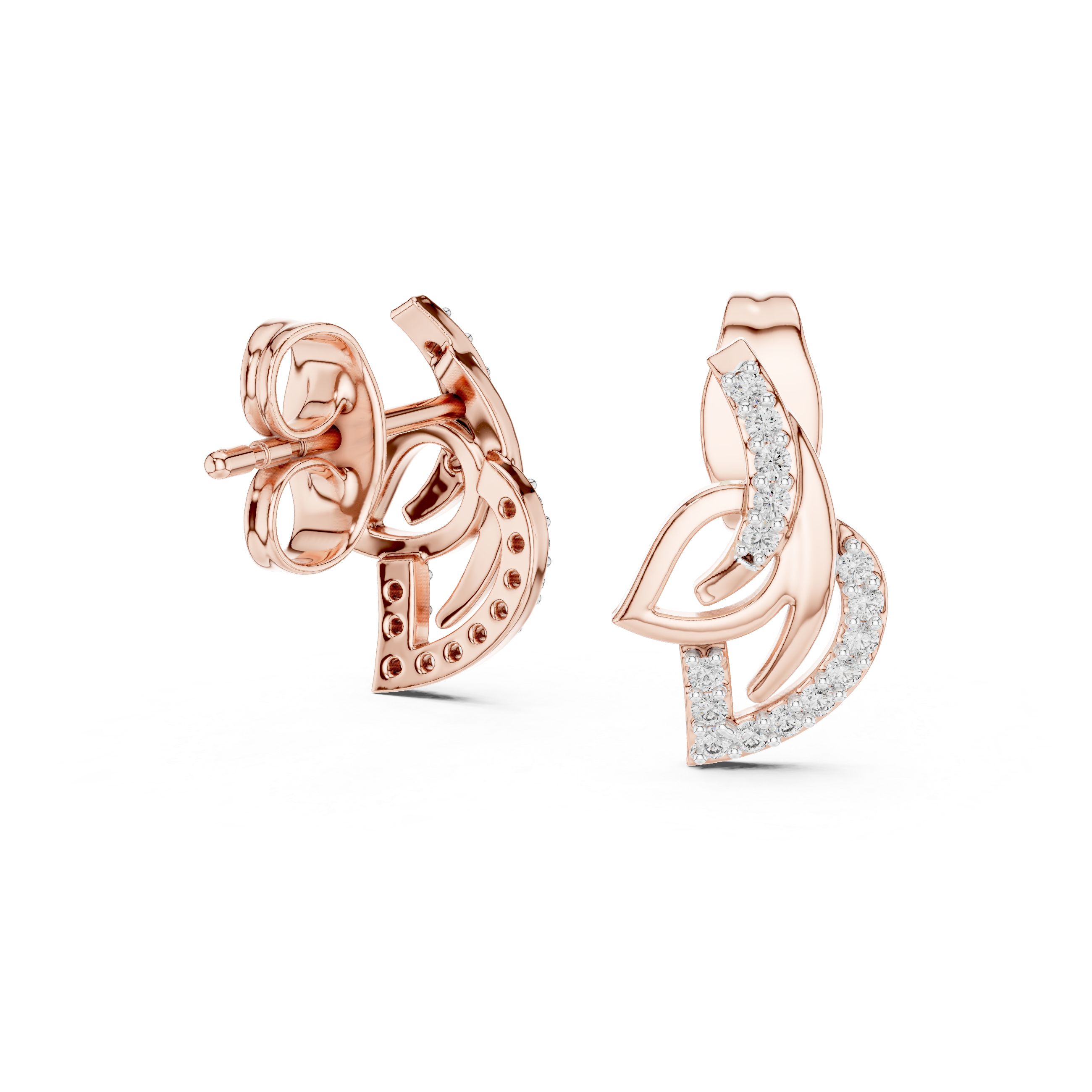 Graceful Leaf Design with Diamond Accents