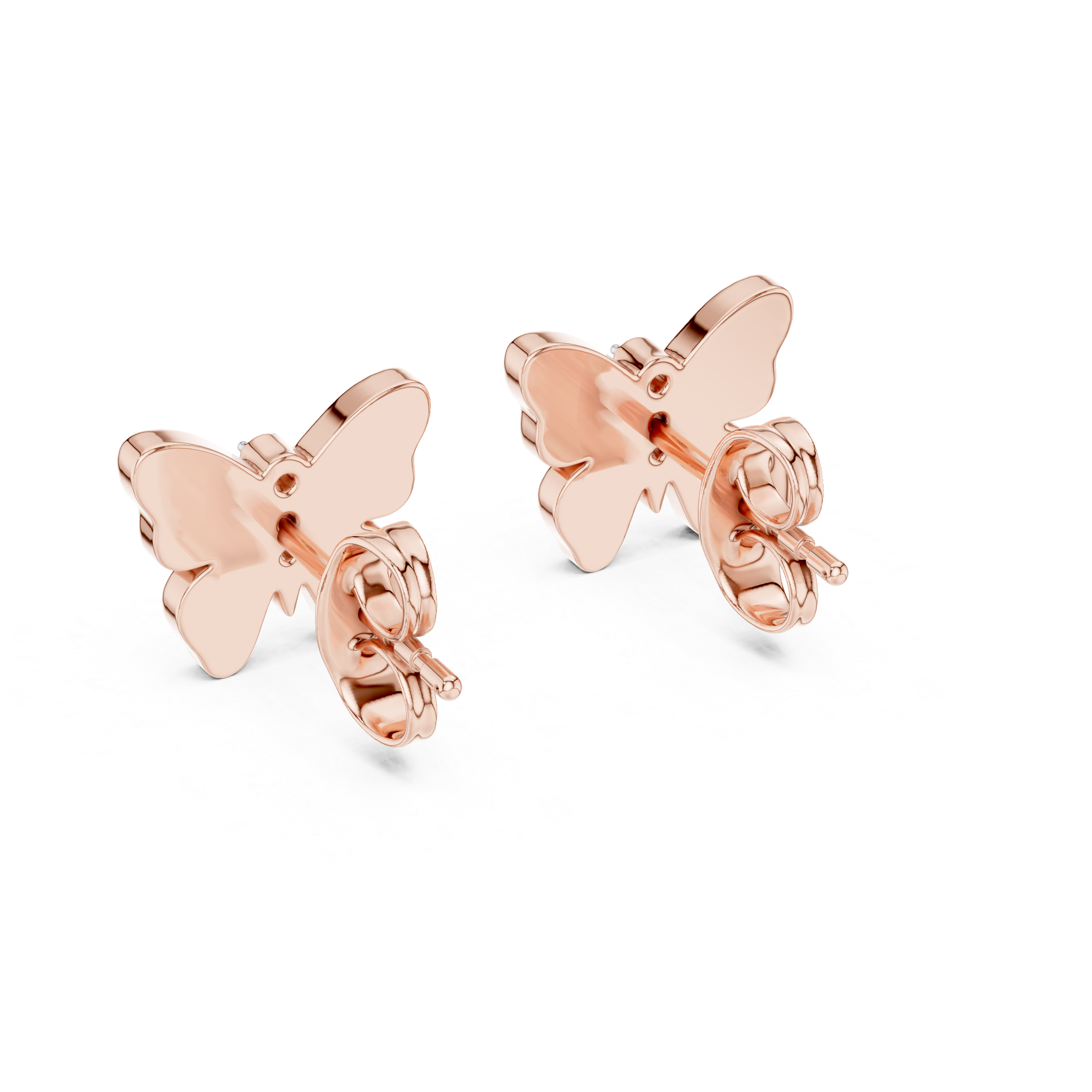 Butterfly Earrings with Red Enamel and Diamond Accents