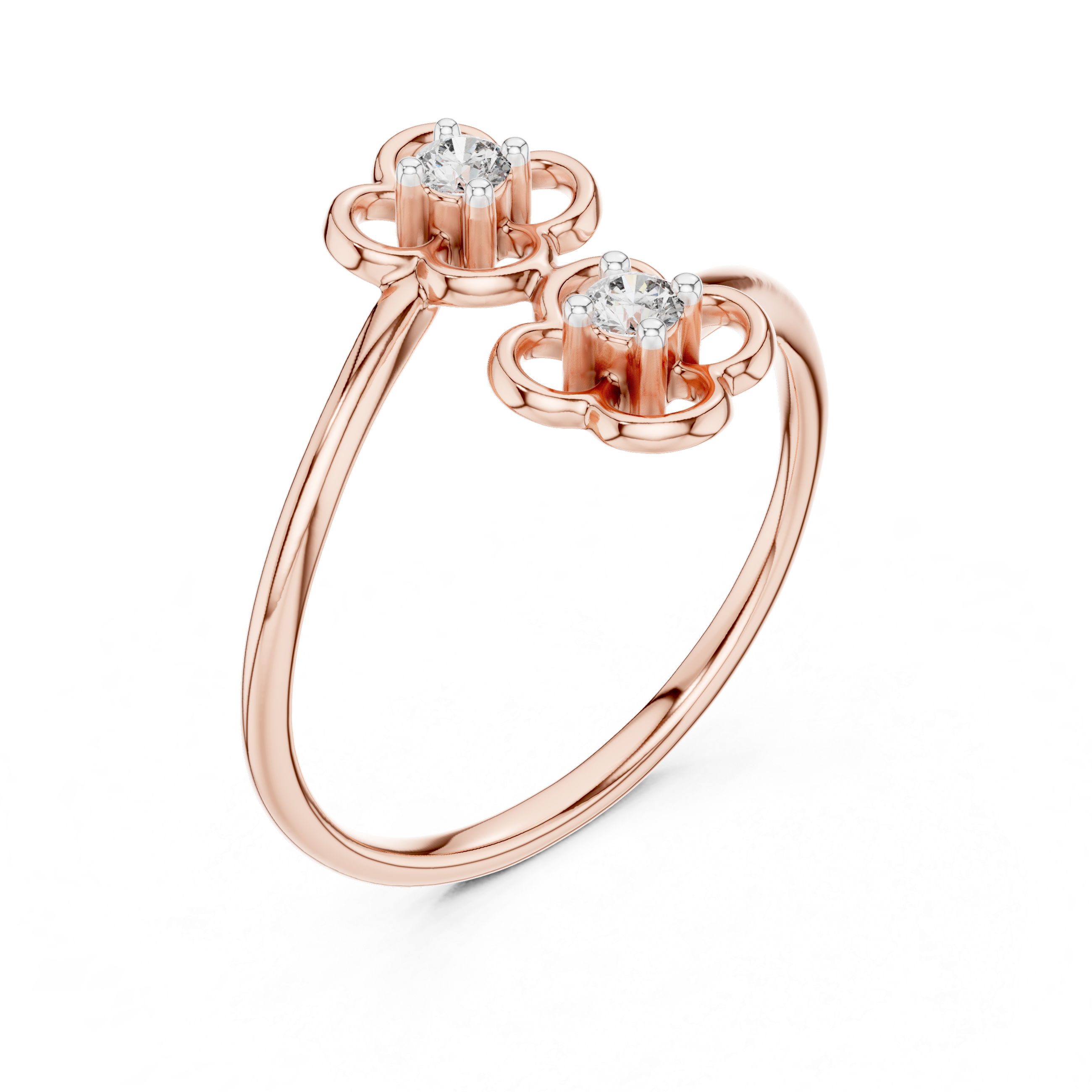 Double Flower Diamond Accent Ring