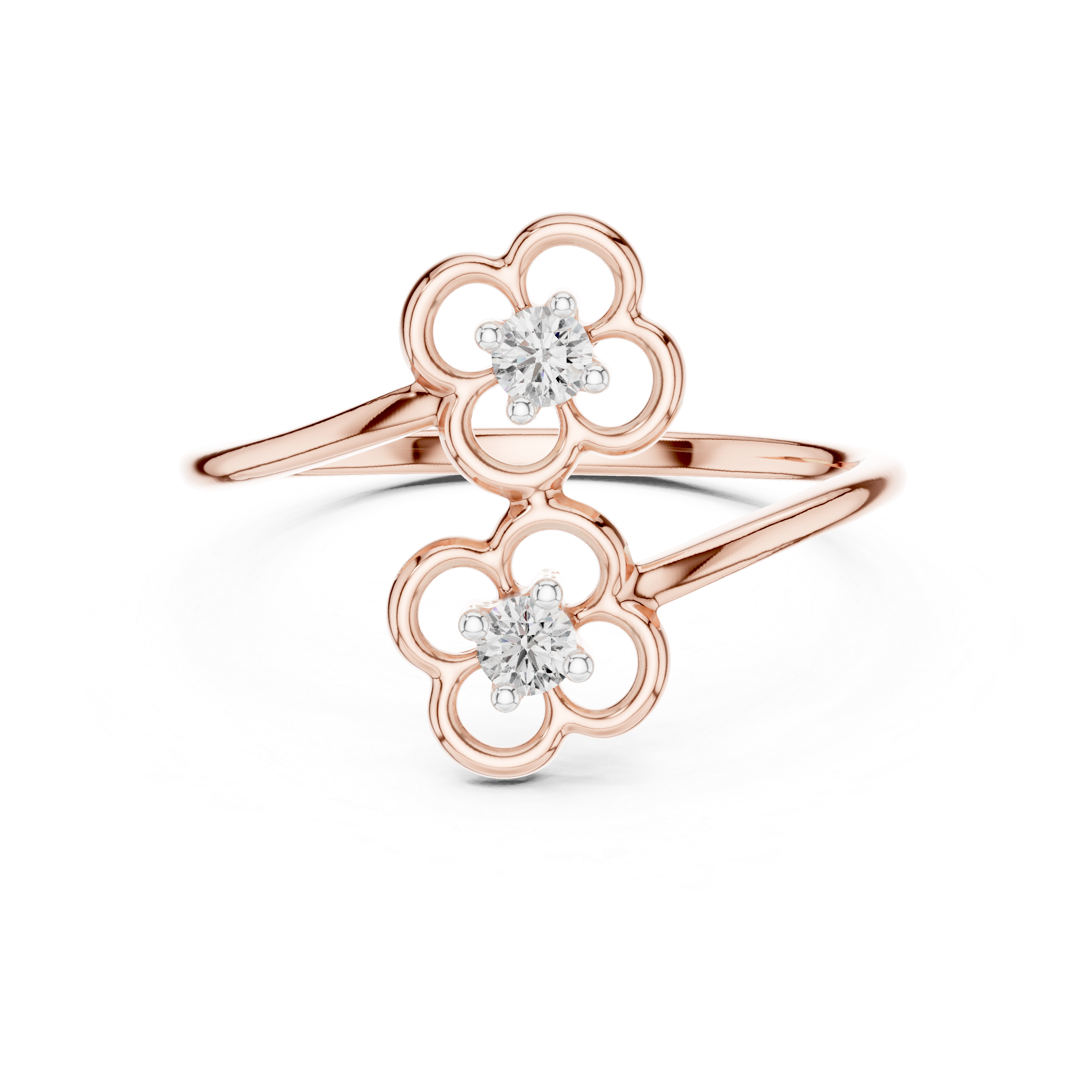 Double Flower Diamond Accent Ring