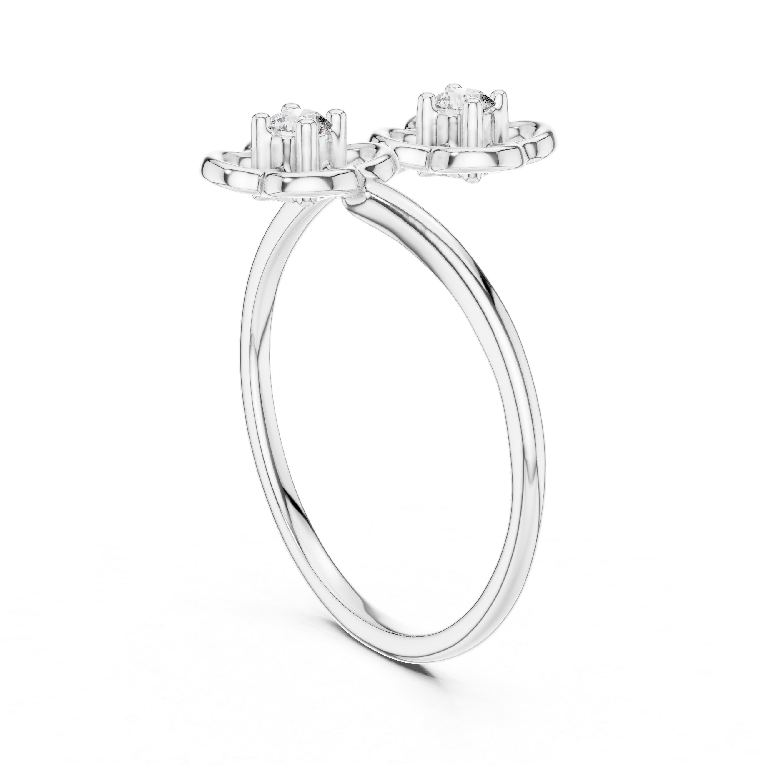 Double Flower Diamond Accent Ring