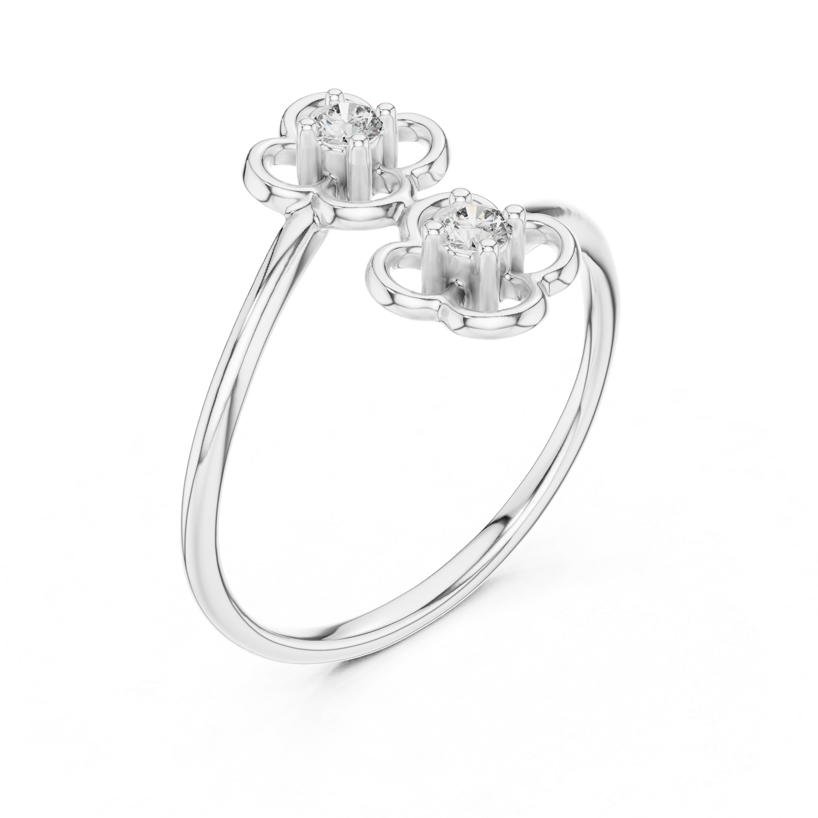 Double Flower Diamond Accent Ring