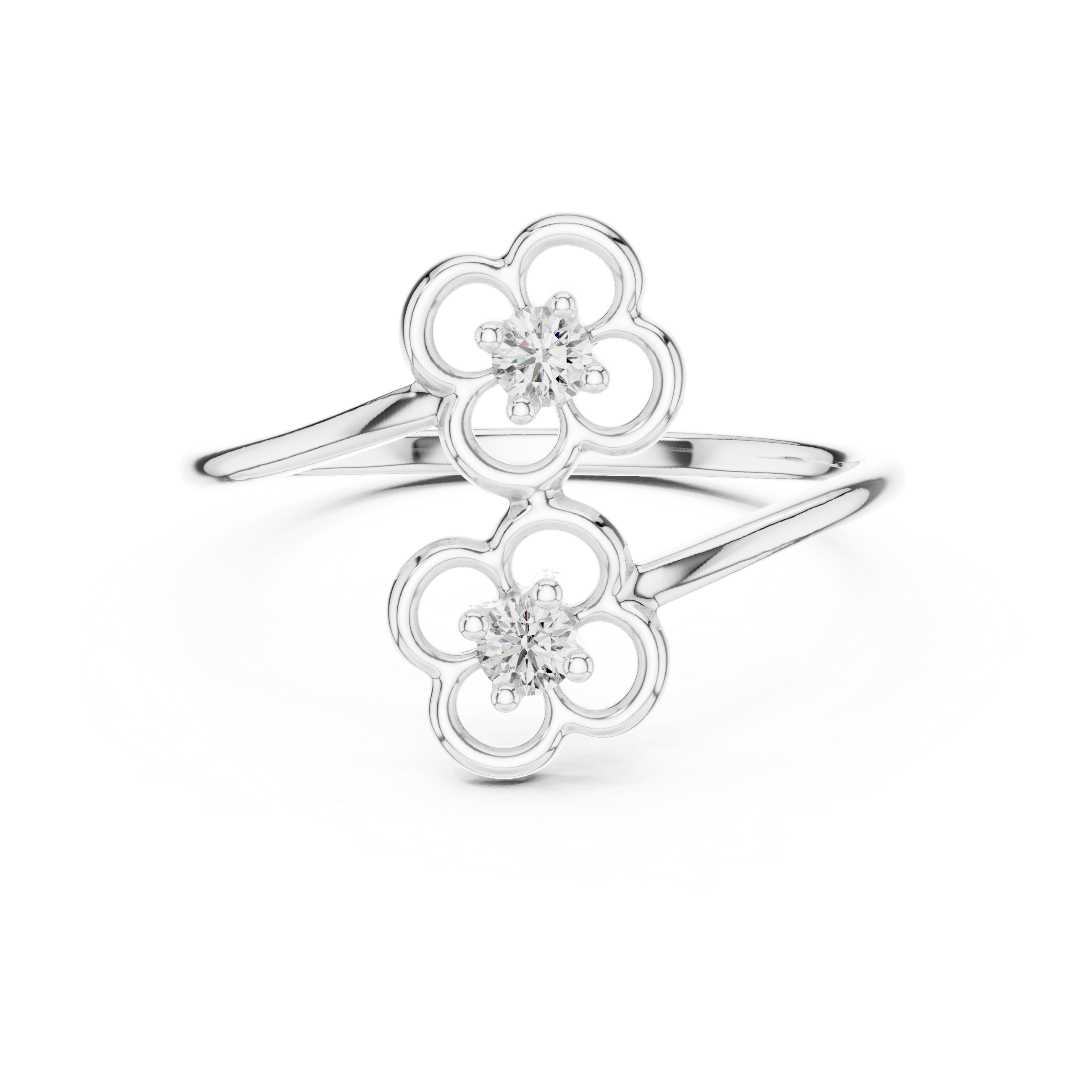 Double Flower Diamond Accent Ring
