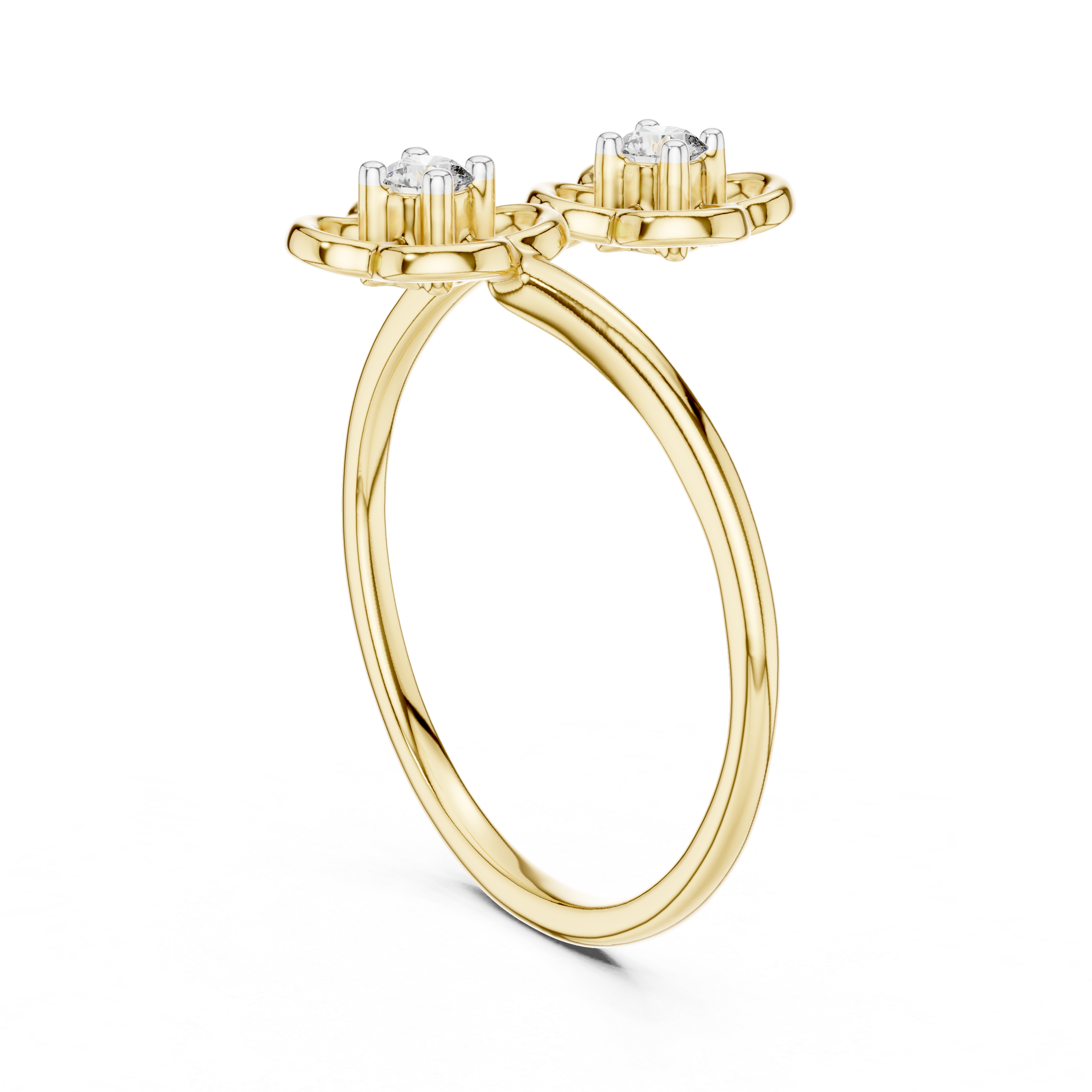Double Flower Diamond Accent Ring