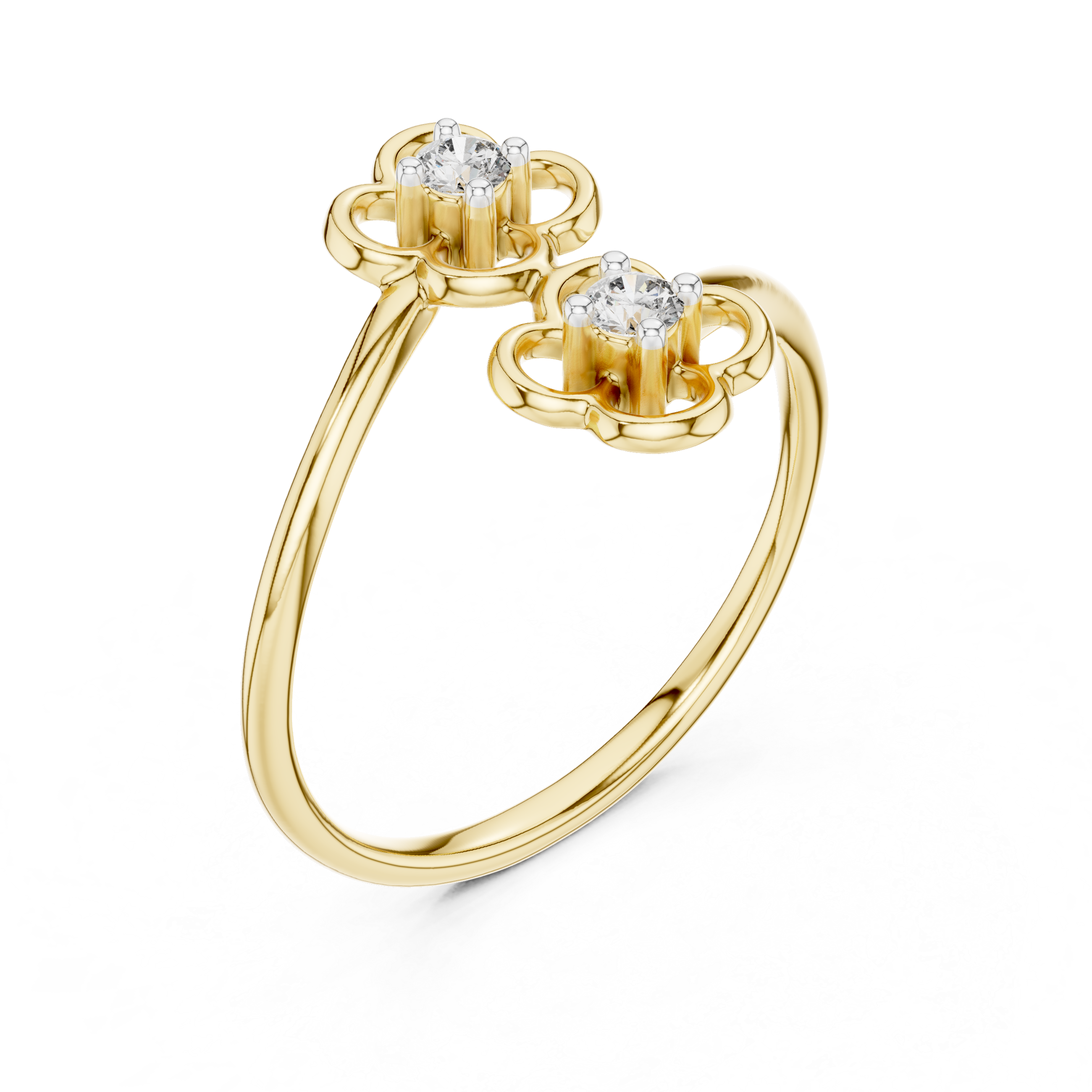 Double Flower Diamond Accent Ring