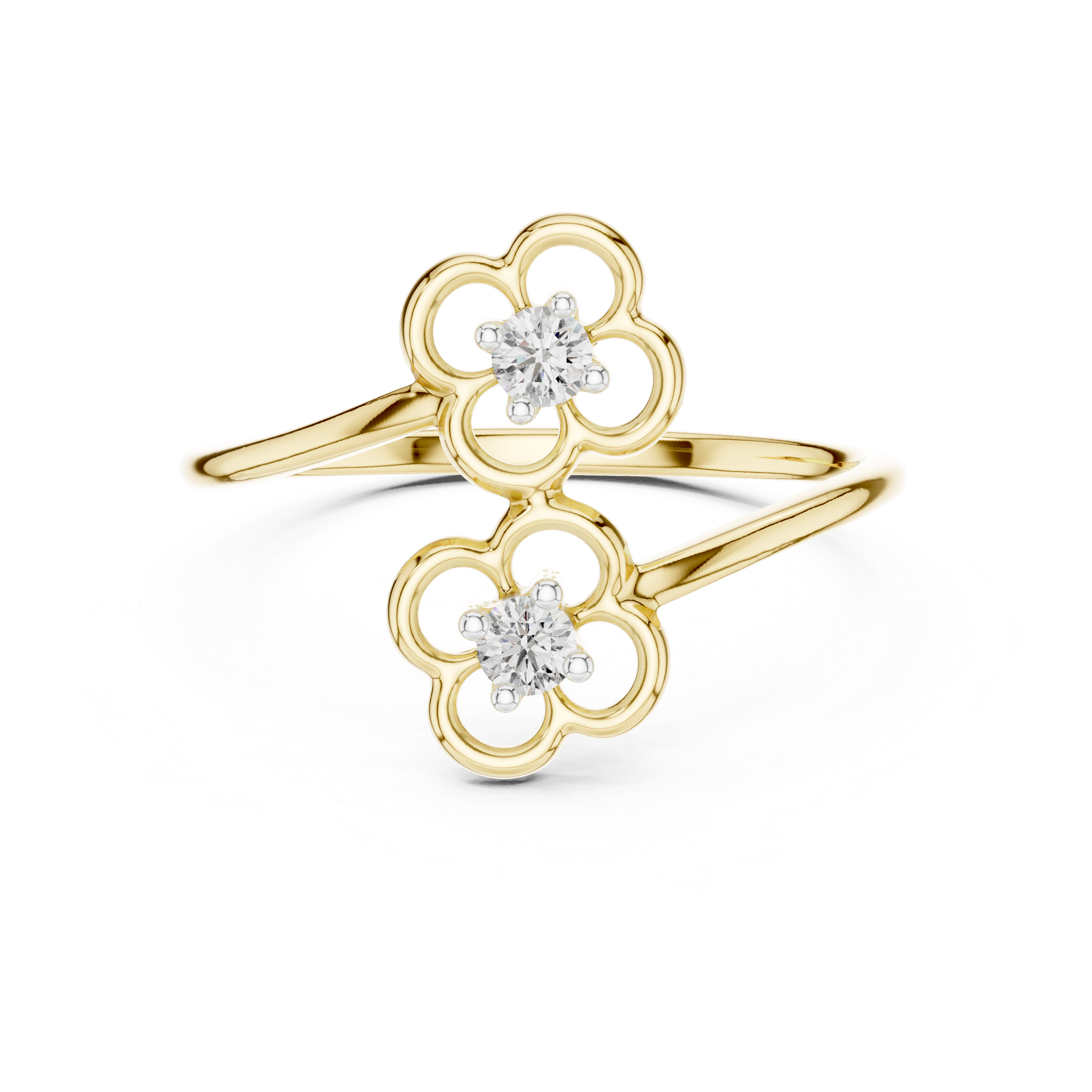 Double Flower Diamond Accent Ring