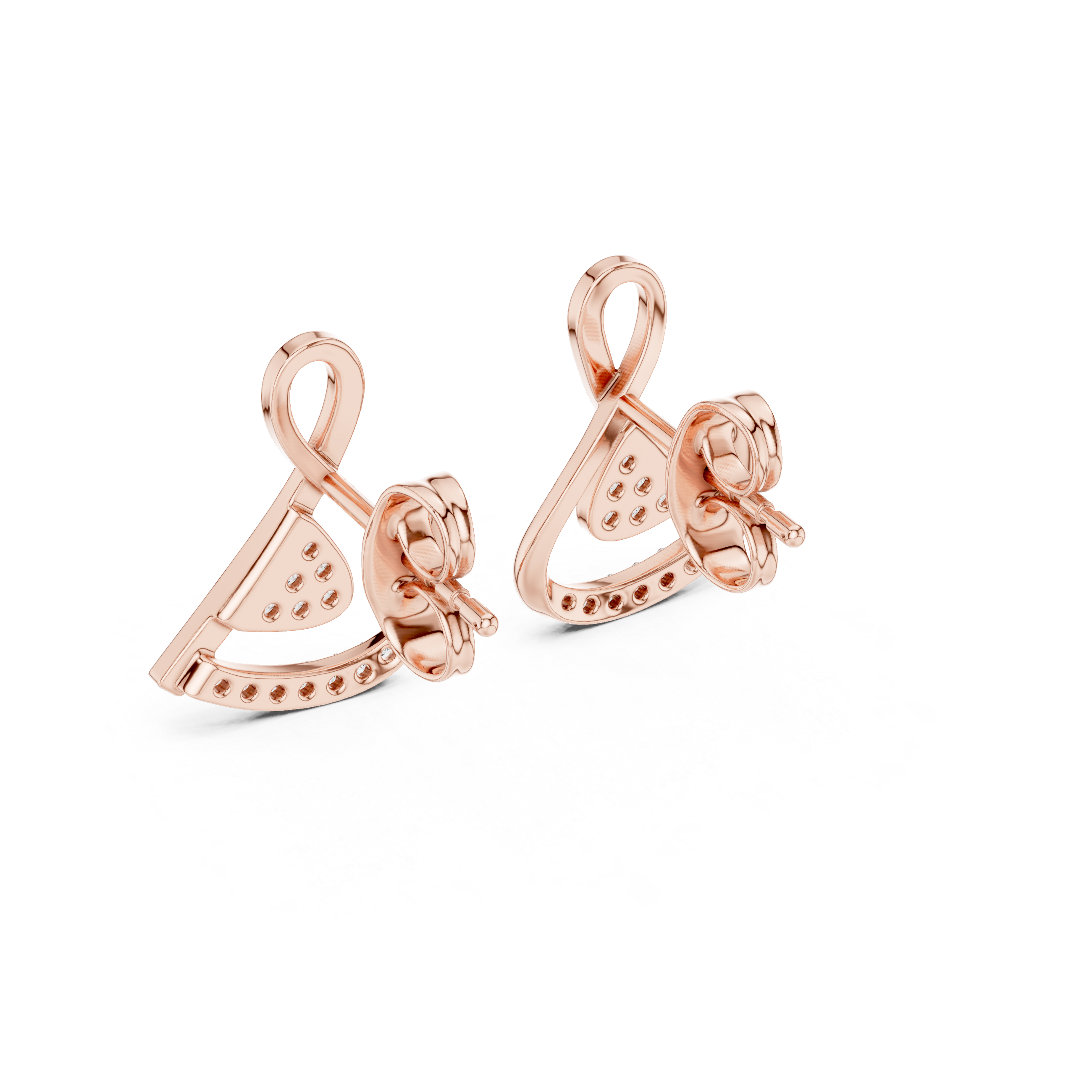 Graceful Curve Diamond Stud Earrings