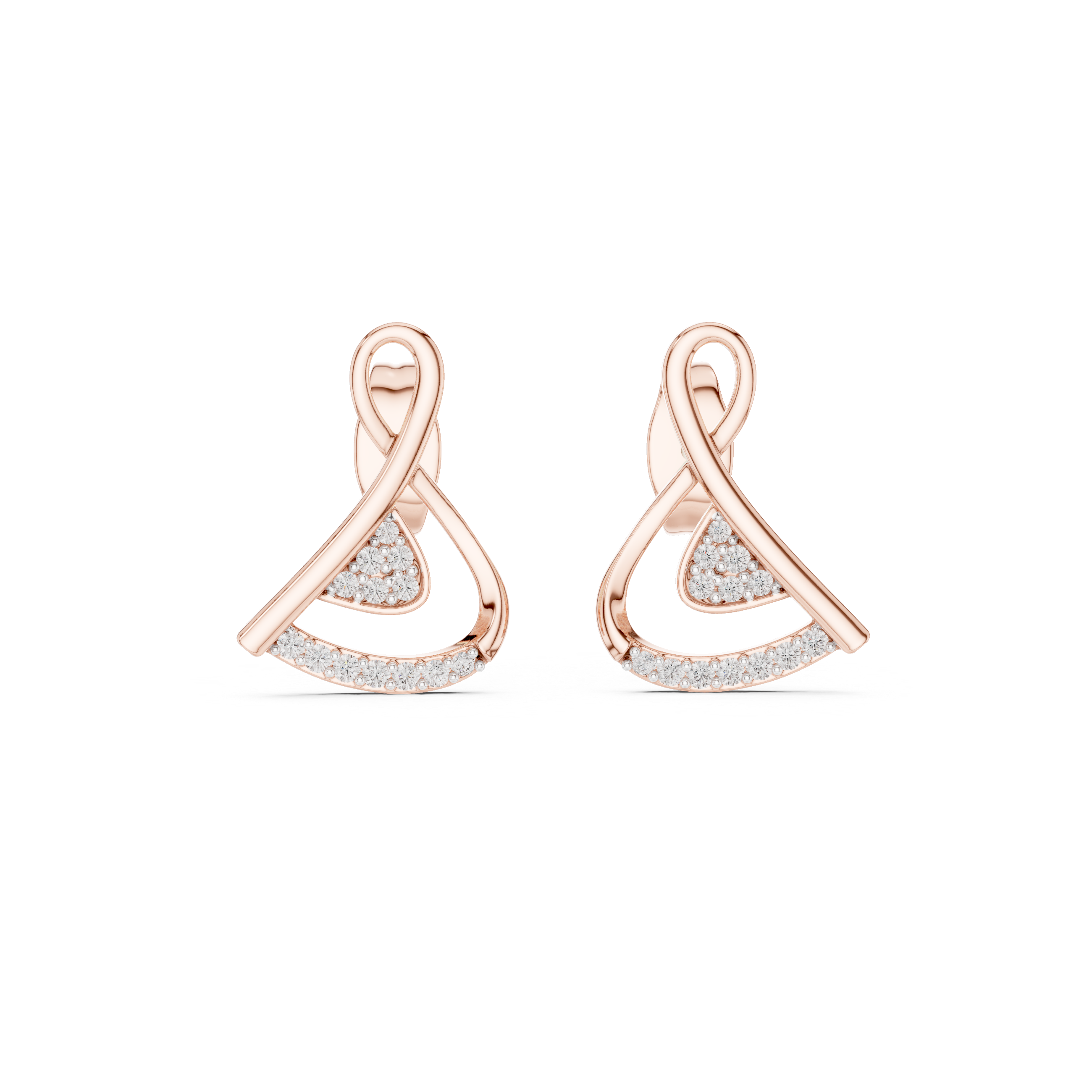 Graceful Curve Diamond Stud Earrings