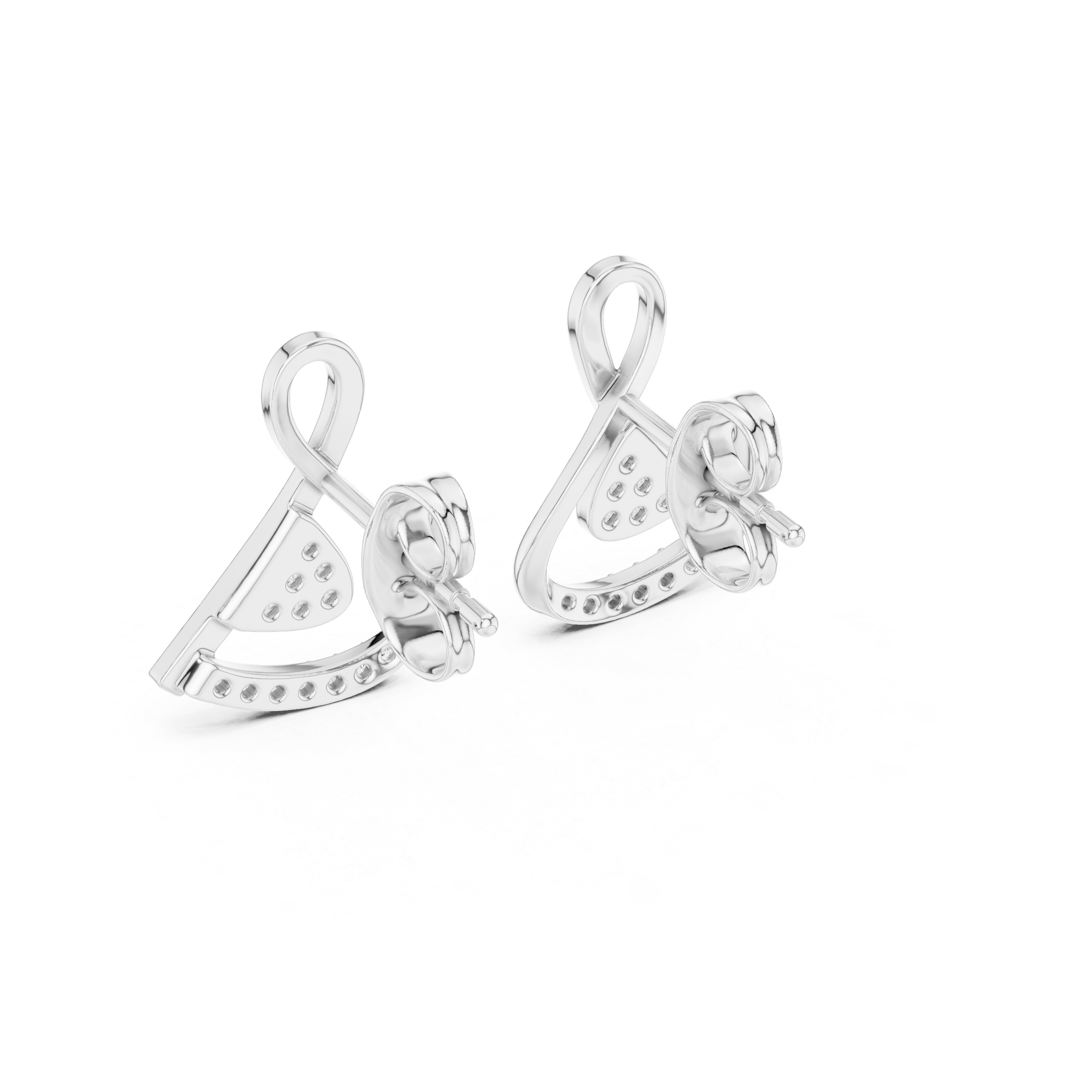 Graceful Curve Diamond Stud Earrings