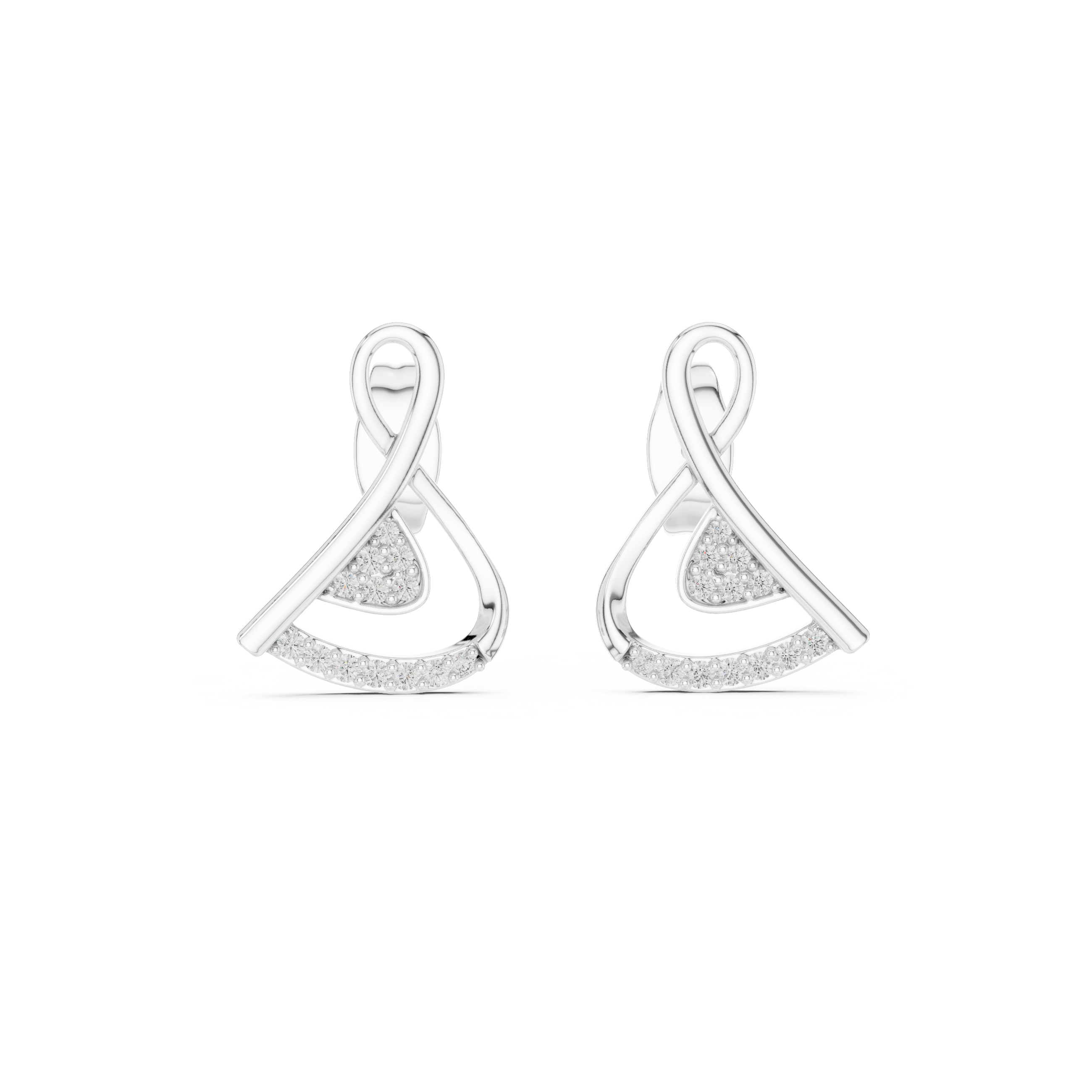 Graceful Curve Diamond Stud Earrings