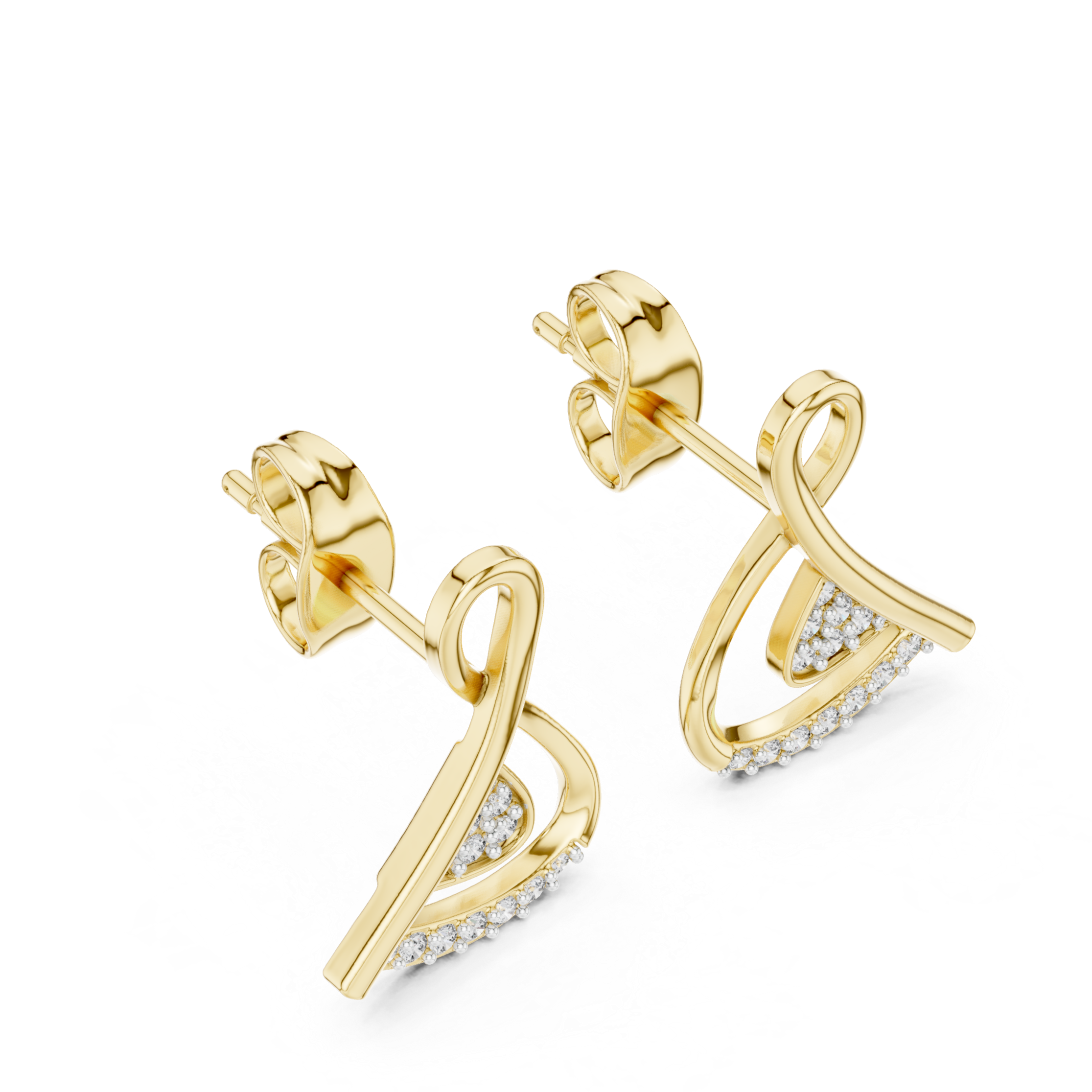 Graceful Curve Diamond Stud Earrings